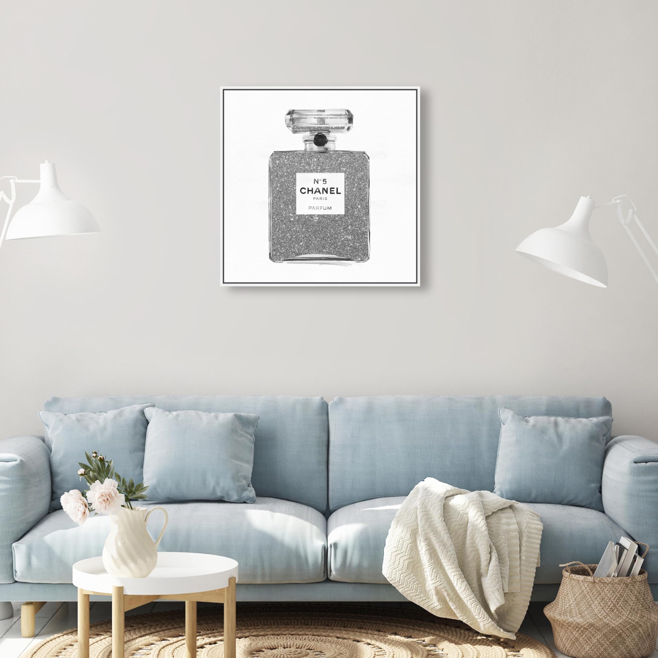 Amazon.com: Oliver Gal Silver Classic Number 5 Canvas Print Wall
