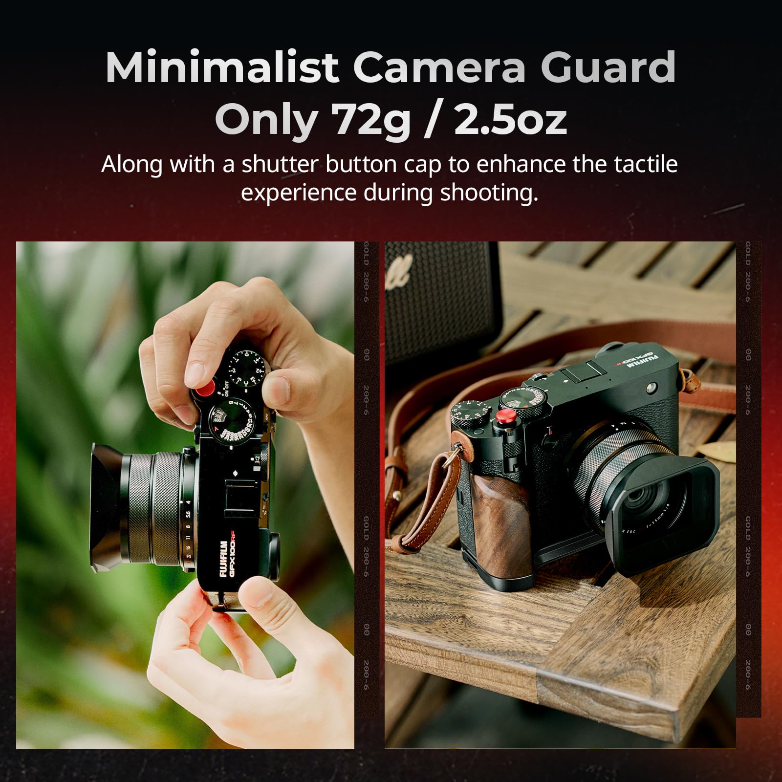 SMALLRIG Empuñadura de madera para Fujifilm GFX100RF, placa de montaje en forma de L con mango de doble cara (delantera y trasera), placa de liberación rápida integrada para Arca, disparador, 15 lb/70