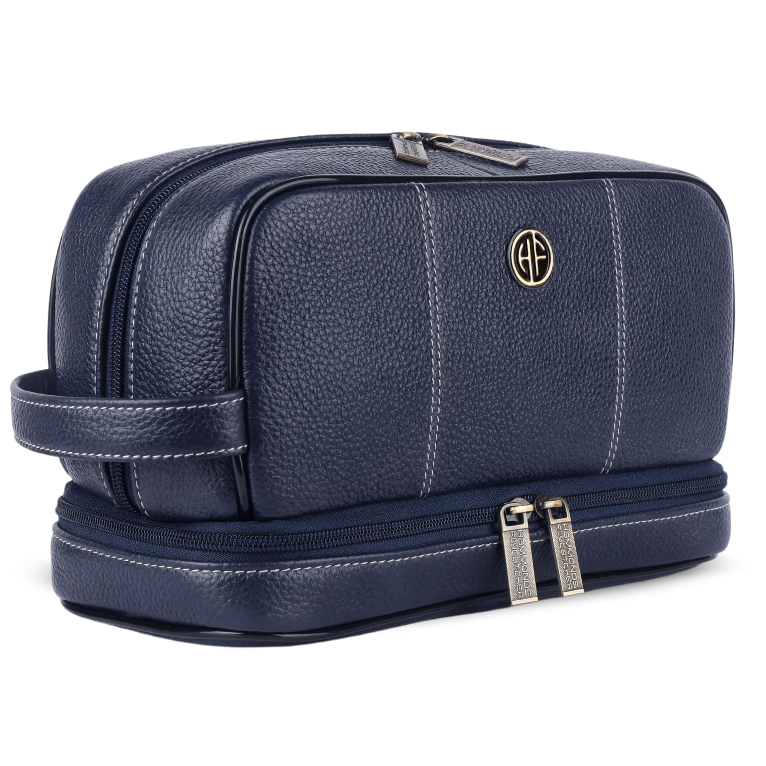 HAMMONDS FLYCATCHER Genuine Leather Toiletry Kit Bag For Men,Blue|Leather Dopp Kit 11Cms|Toiletry Bag|Shaving Kit Bag|Travel Toiletry Bag|Grooming Kit Organizer|Hand Stitched Vanity Case,Free Size