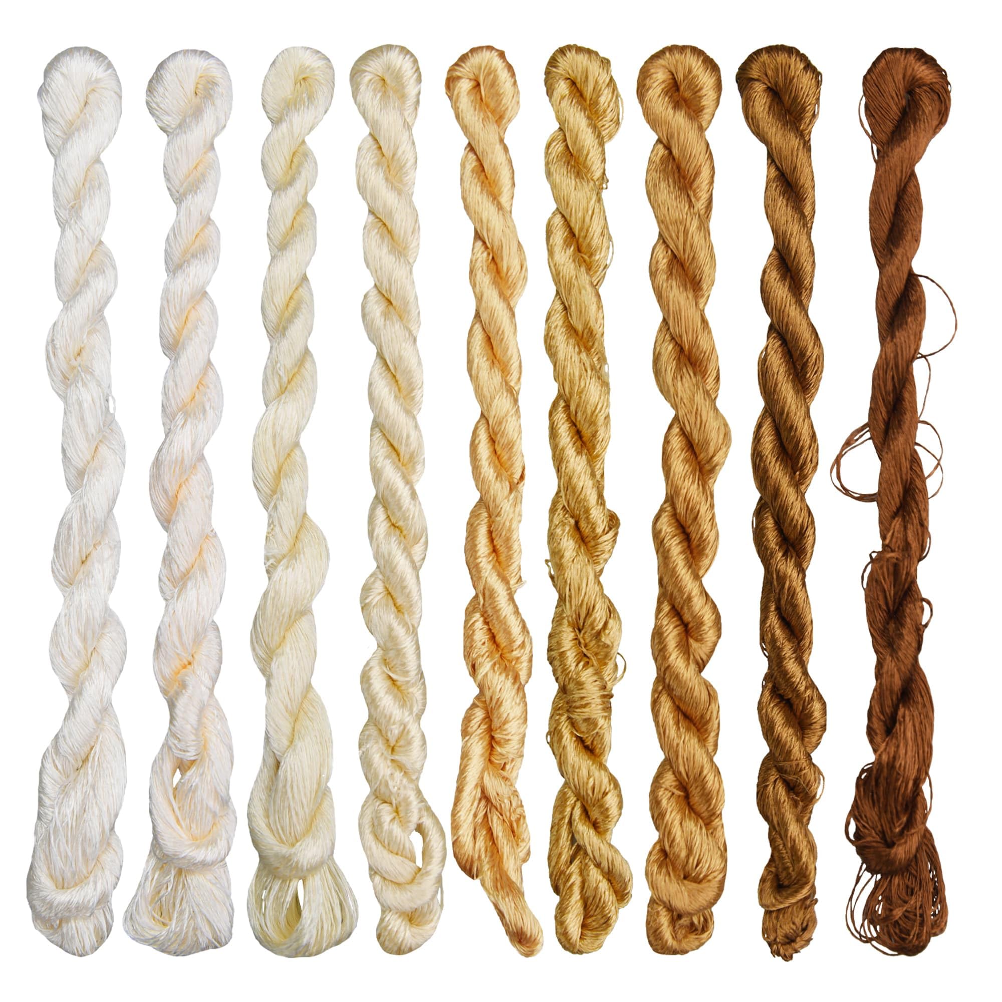 Natural 100% Silk Thread, Handmade Embroidery Thread Silk Floss 9 Colors 110m Each (36)