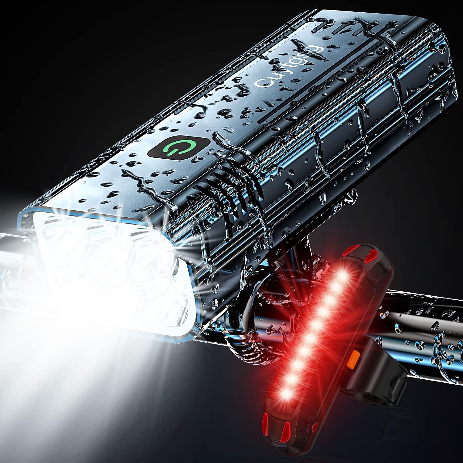 2024 New 6 LED 9500 Lumen Super Bright Bike Lights for Night Riding,360°Rotatable Bike Headlight,Bicycle Light-10 Modes,Runtime 36+ hrs,Upgrade Waterproof USB Rechargeable Bike Light,with Taillight