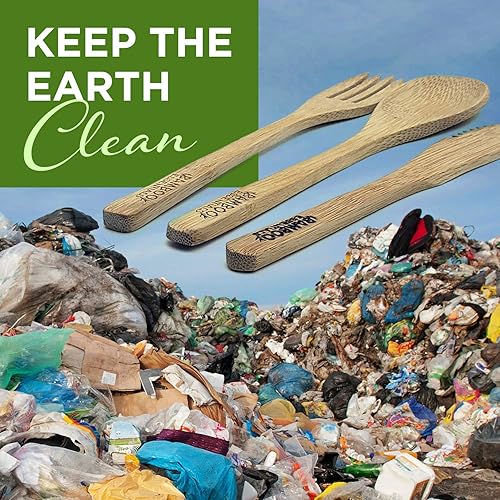 Miniatura 6 de Juego de utensilios de viaje de bambú  Tenedor de bambú, cuchillo, cuchara, palillos, pajilla, cepillo de limpieza para pajilla, bolsa de viaje y