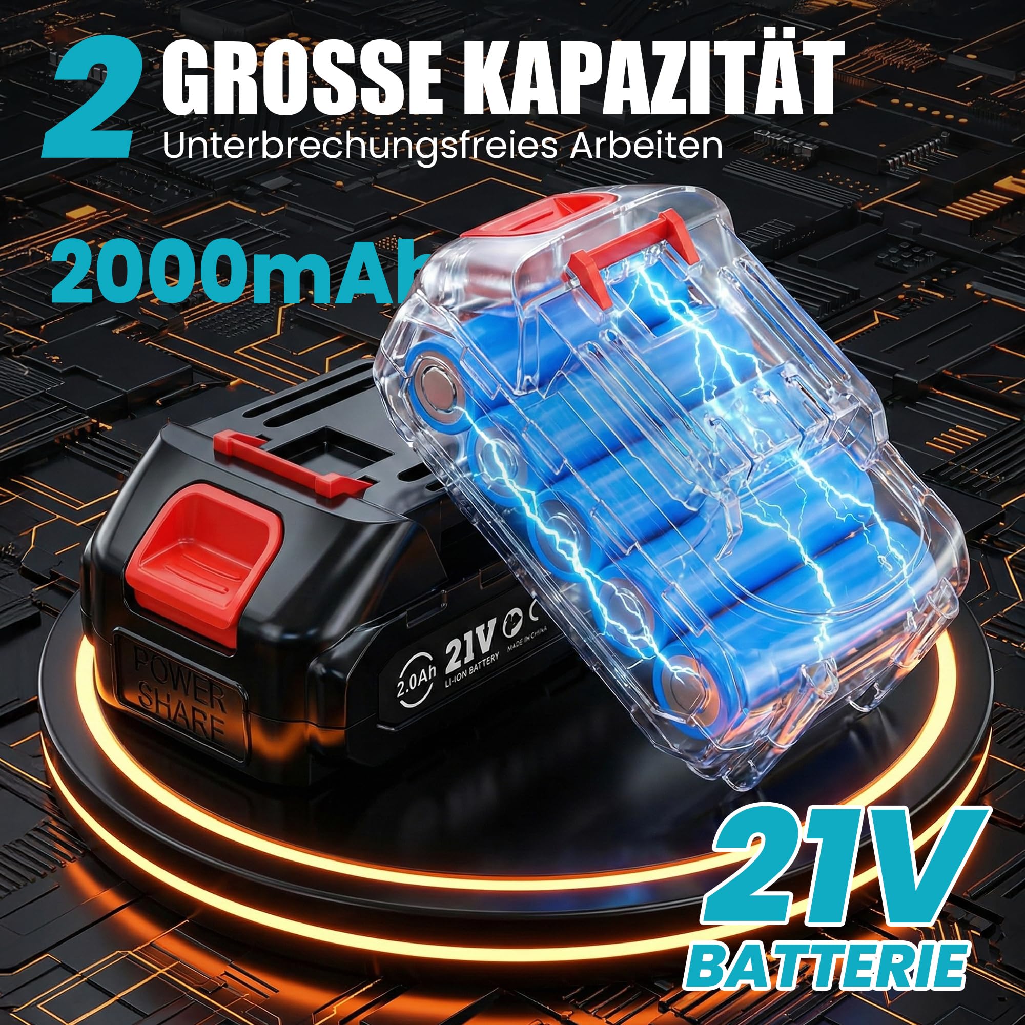 Akku-kartuschenpresse kompatibel mit Makita LXT-18V, 2x2000mAh Akkus, 6 Geschwindigkeiten, Max 1100Lb, LED-Licht, für 300ml Kartuschen