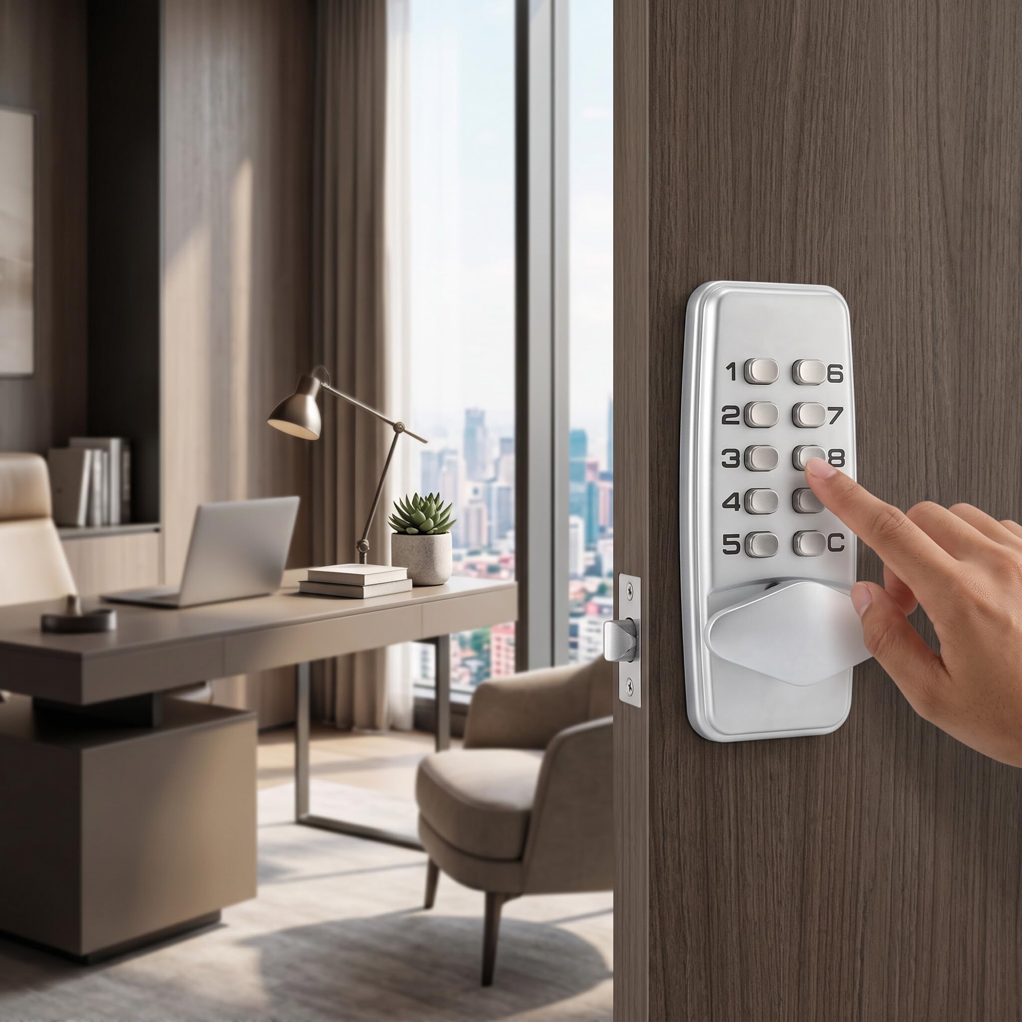 TVOGUE 28 Mechanisches digitales Code-Schloss, Schlüssellos, Eintrittstür, Zahlenhebel, Türen, Passwort-Sicherheit, Vordertür, Außentüren, Zuhause, Büro, Zinklegierung | Schlüsselloses Türschloss mit 2-8 stelliger Kombination, für Innen- und Außentüren, e