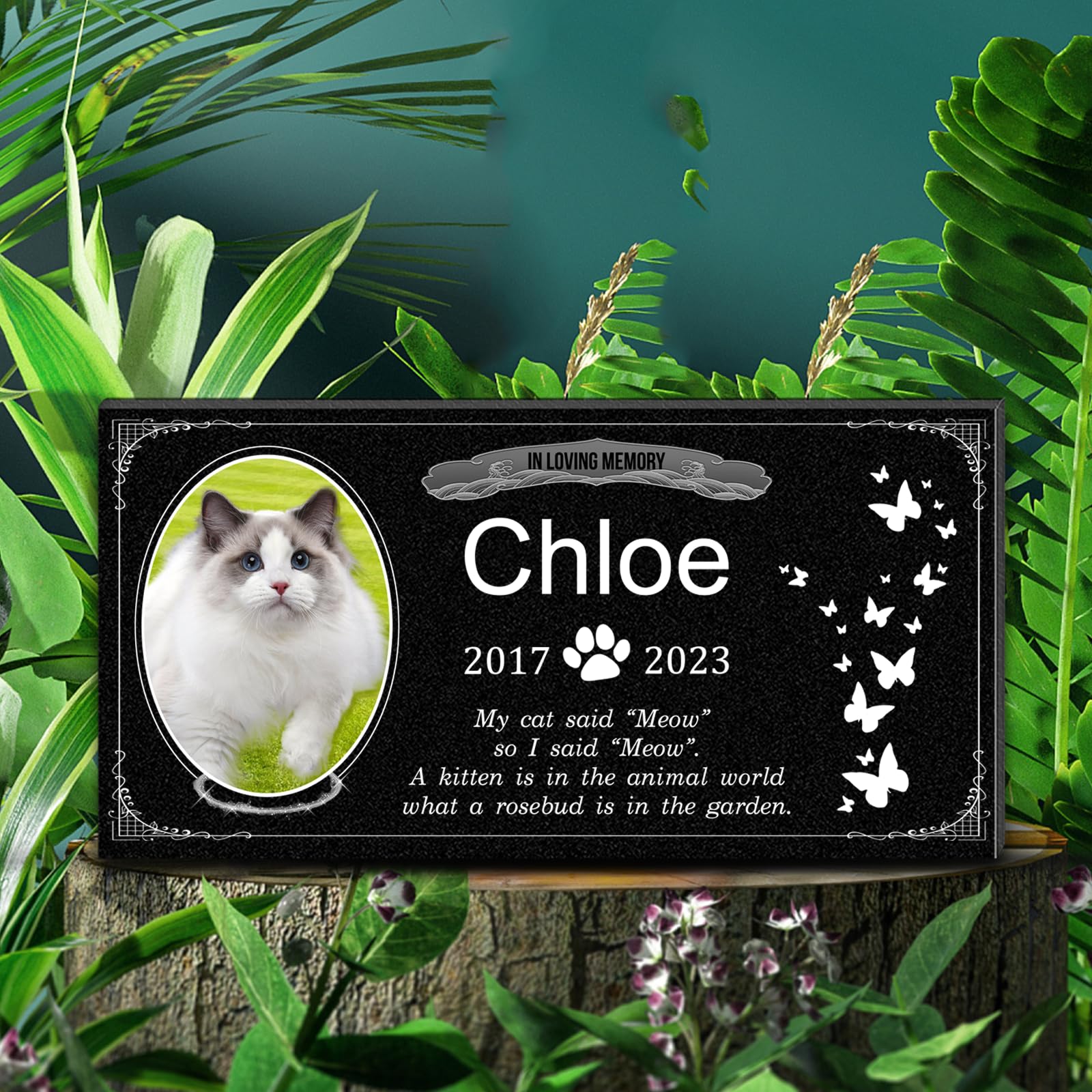 ADFSTONE Oval Shaped Pet Memorial Stones Personalized Dog Remembrance Gifts, Customized Cat Picture Grieving Plaque, DIY Gravestone, Custom Sympathy Photo Gift, Animal Grave Markers