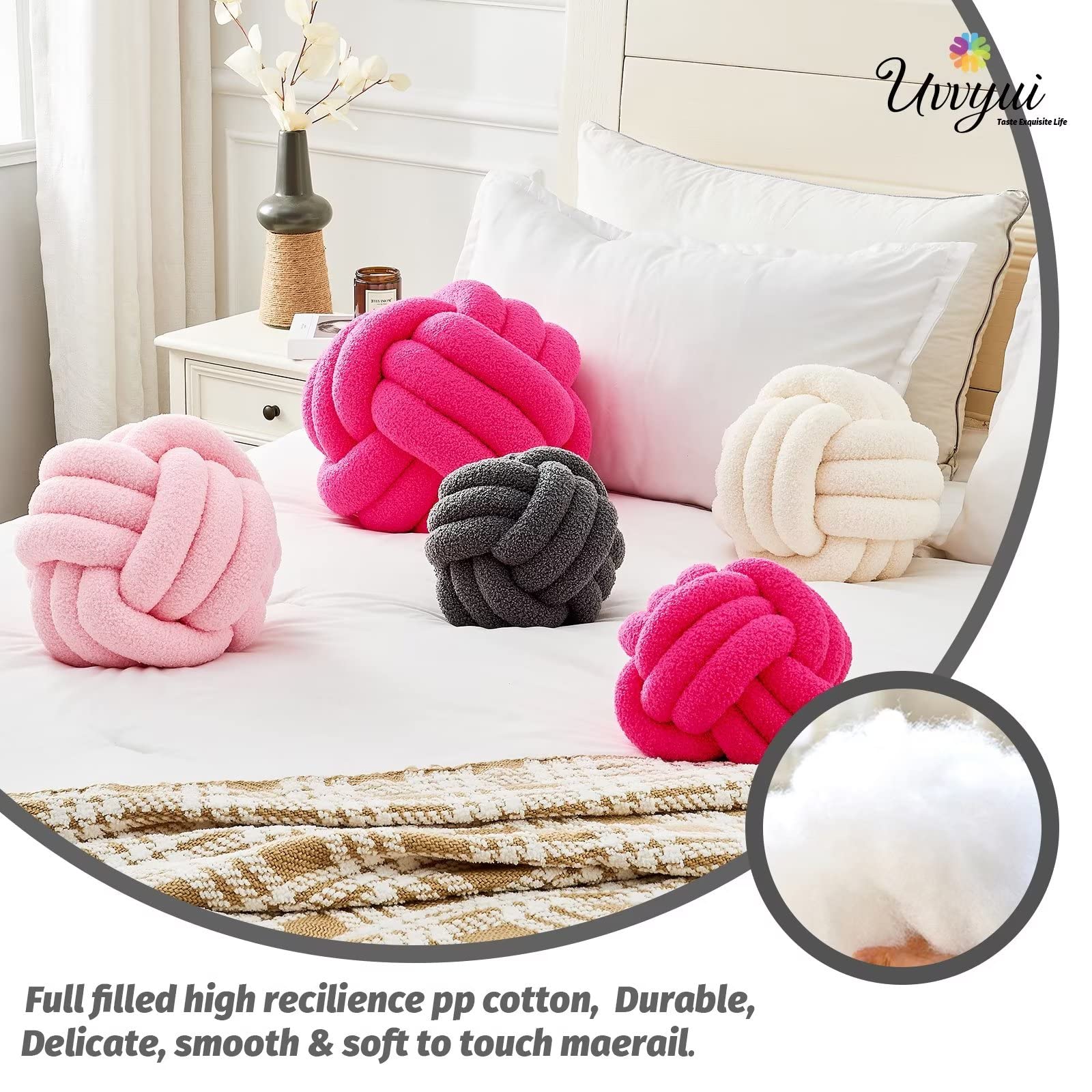 Uvvyui Nodo cuscino cuscino cuscino decorativo morbido cuscino per la casa cuscino rotondo cuscino sherpa rotondo cuscino cuscino peluche per la decorazione domestica (14 pollici grigio scuro)