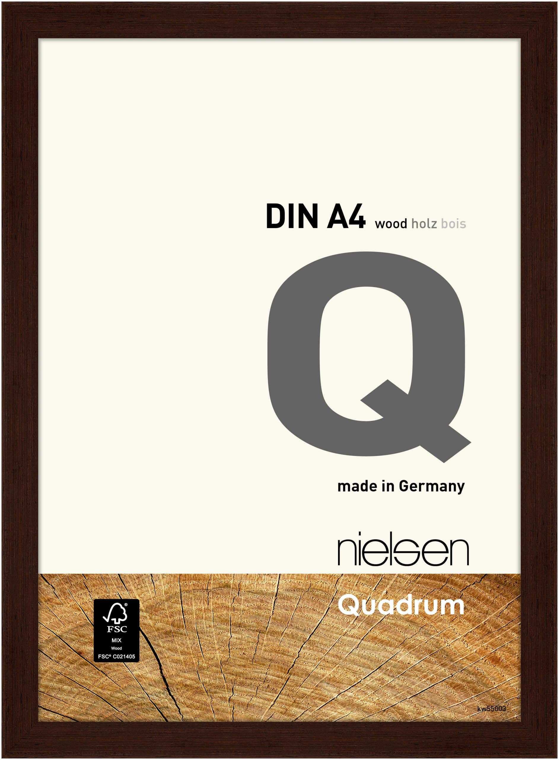 Nielsen Quadrum A4 Wooden Picture Frame - Dark Brown - Protective Glass Front