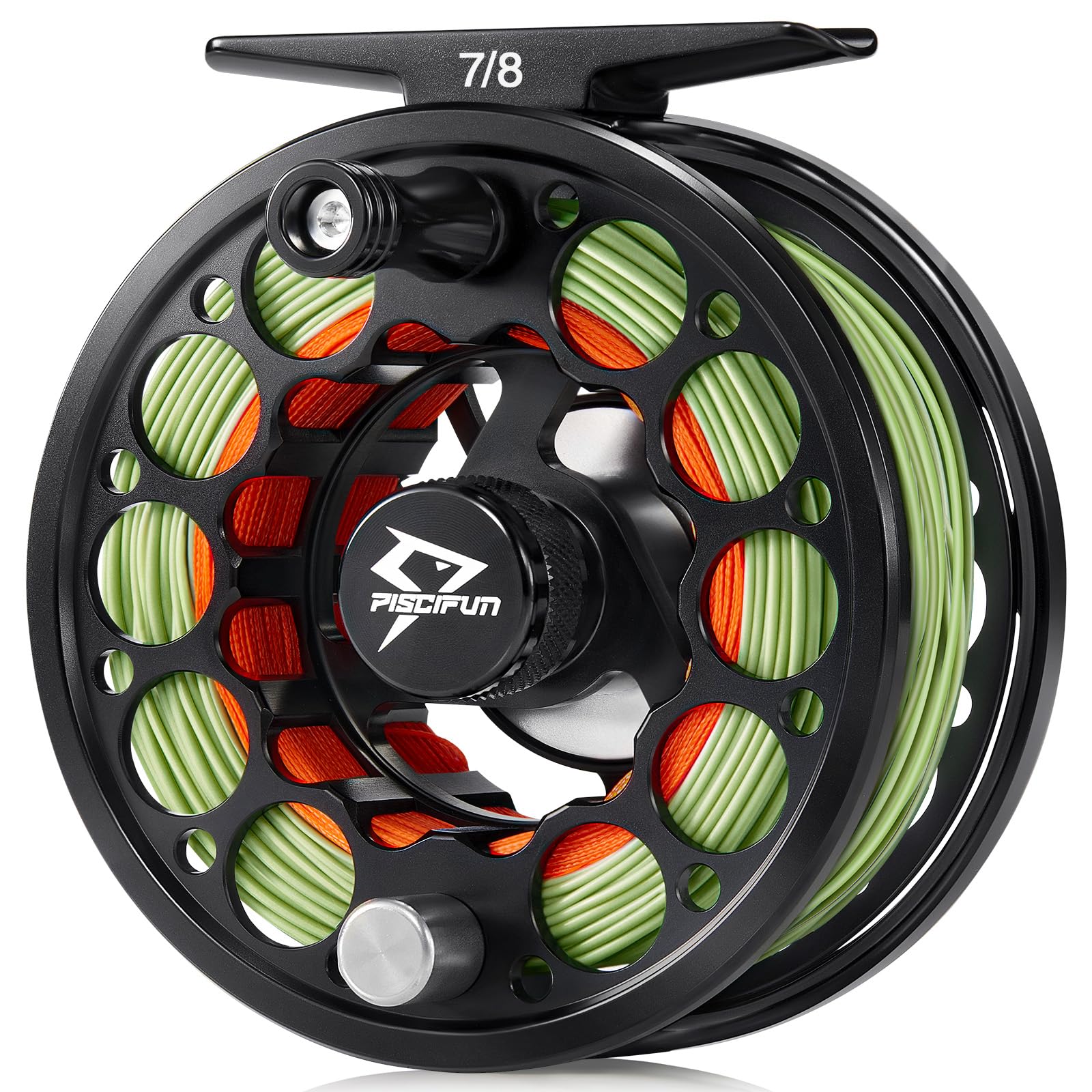 Piscifun Sword Fly Fishing Reel with Line, Pre-Loaded CNC-Machined Aluminum Alloy Fly Reel, Light Weight and Corrosion Resistance Design, 7/8wt Black