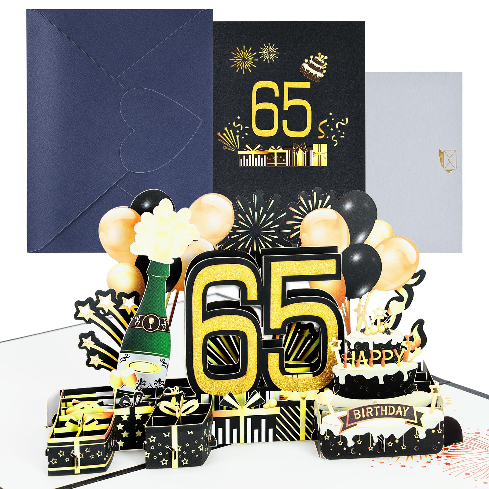 Carte D'anniversaire Pop-up 3D Avec Gâteau - 15x15 Cm - Enveloppe Incluse - Idée Cadeau Originale