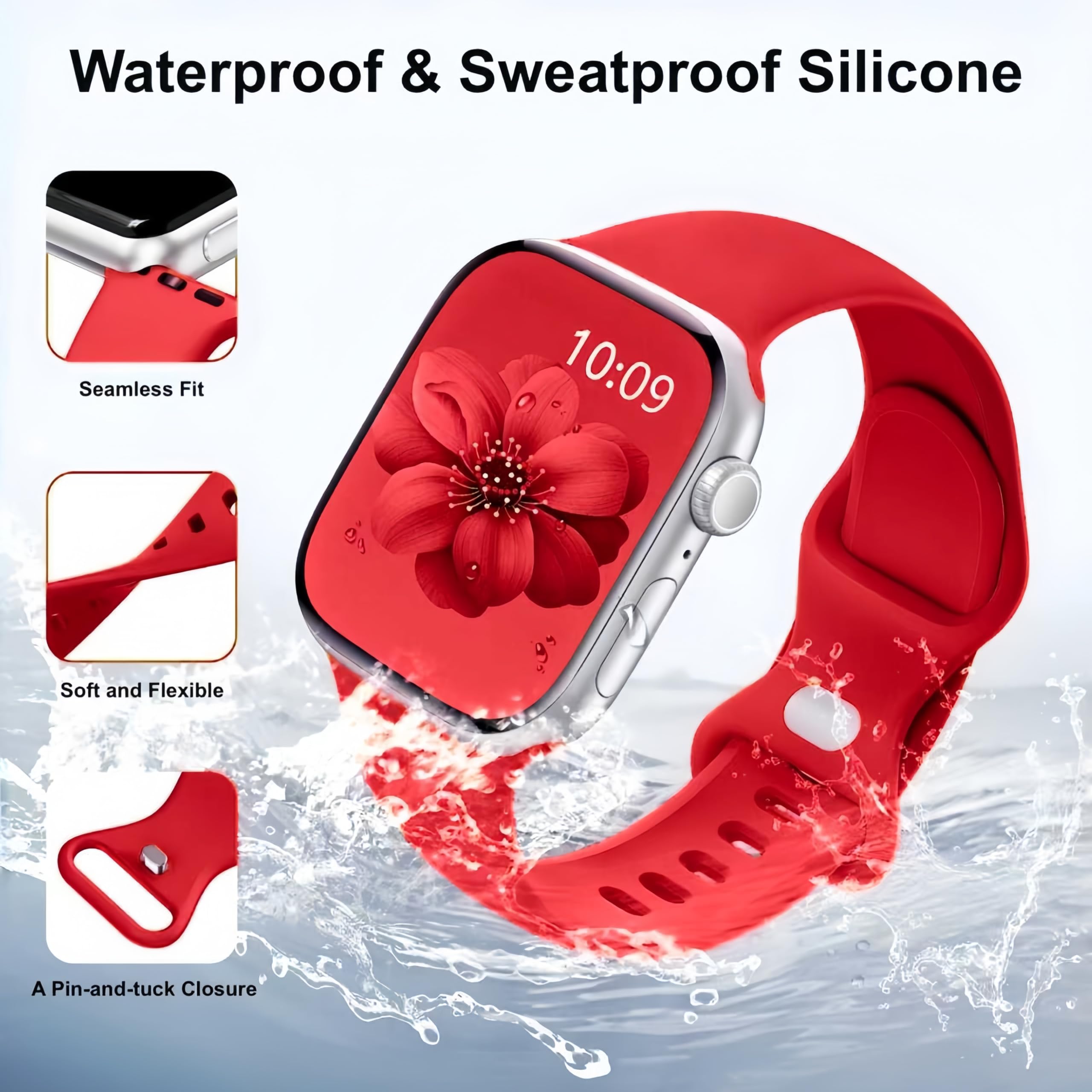 18 Pack Silicone Bands Compatible with Apple Watch 38mm 40mm 41mm 42mm 44mm 45mm 46mm 49mm Women Men, Soft Waterproof Replacement Wrist Sport Band for iWatch Series 11 10 9 8 7 6 5 4 3 2 1 SE Ultra - 2