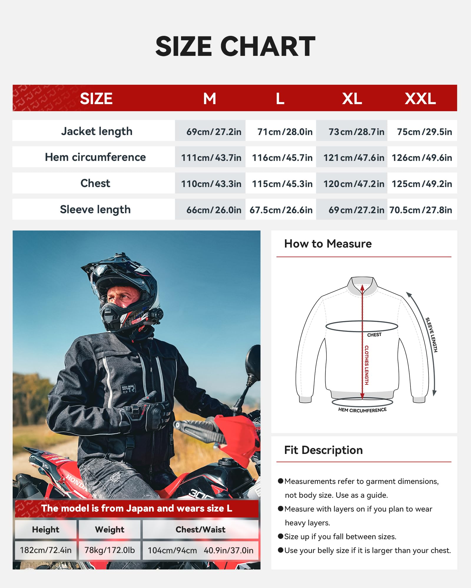 RIDEIRON Chaqueta de motorista para hombre, tejido de malla transpirable para todas las estaciones, con almohadillas para hombros y codos, forro interior extraíble, protector de motocicleta resistente