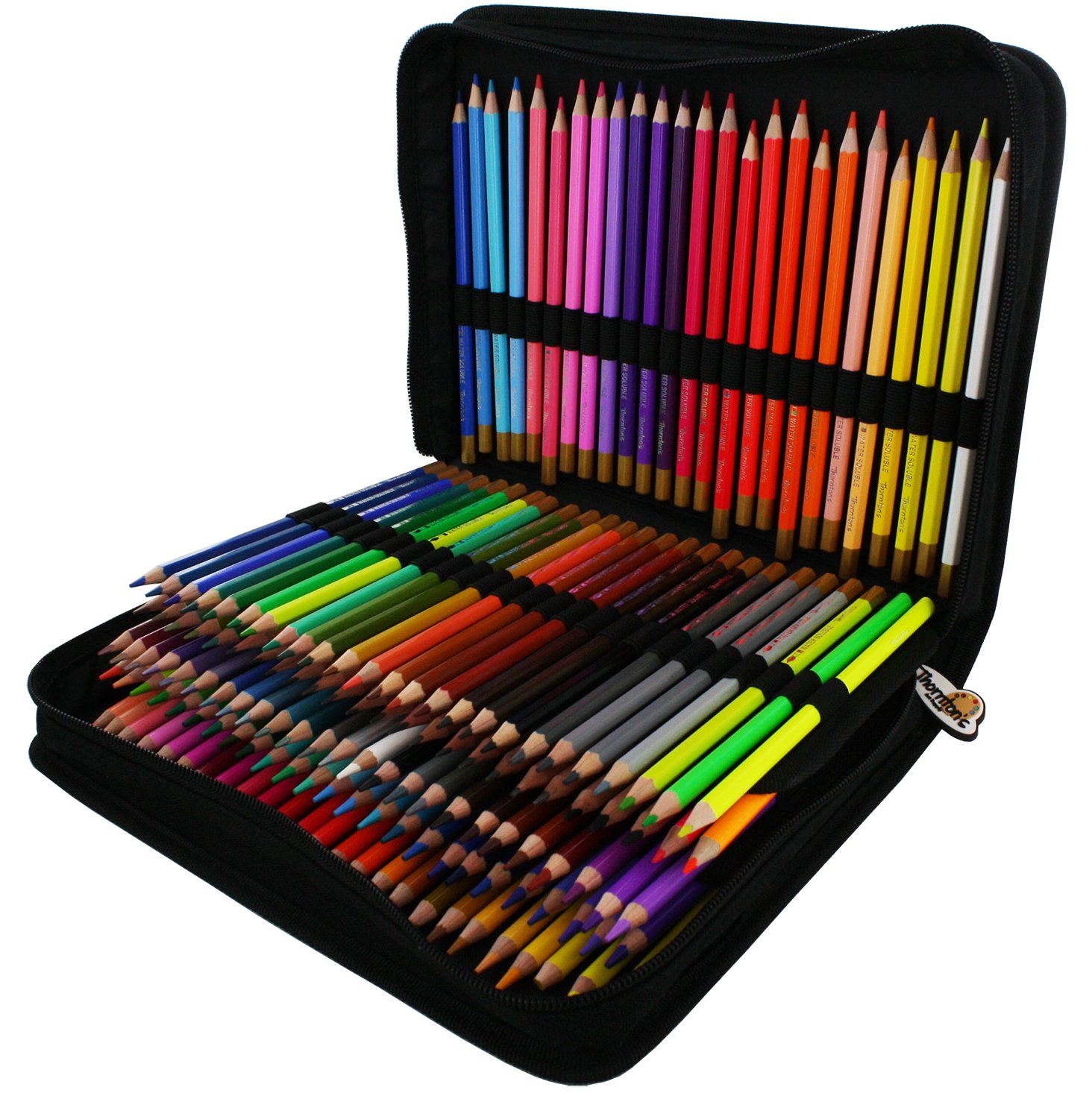 Thornton's Art Supply Colored Pencil Set And Zippered Case, Assorted, Pack of 150 (TAS-01504)