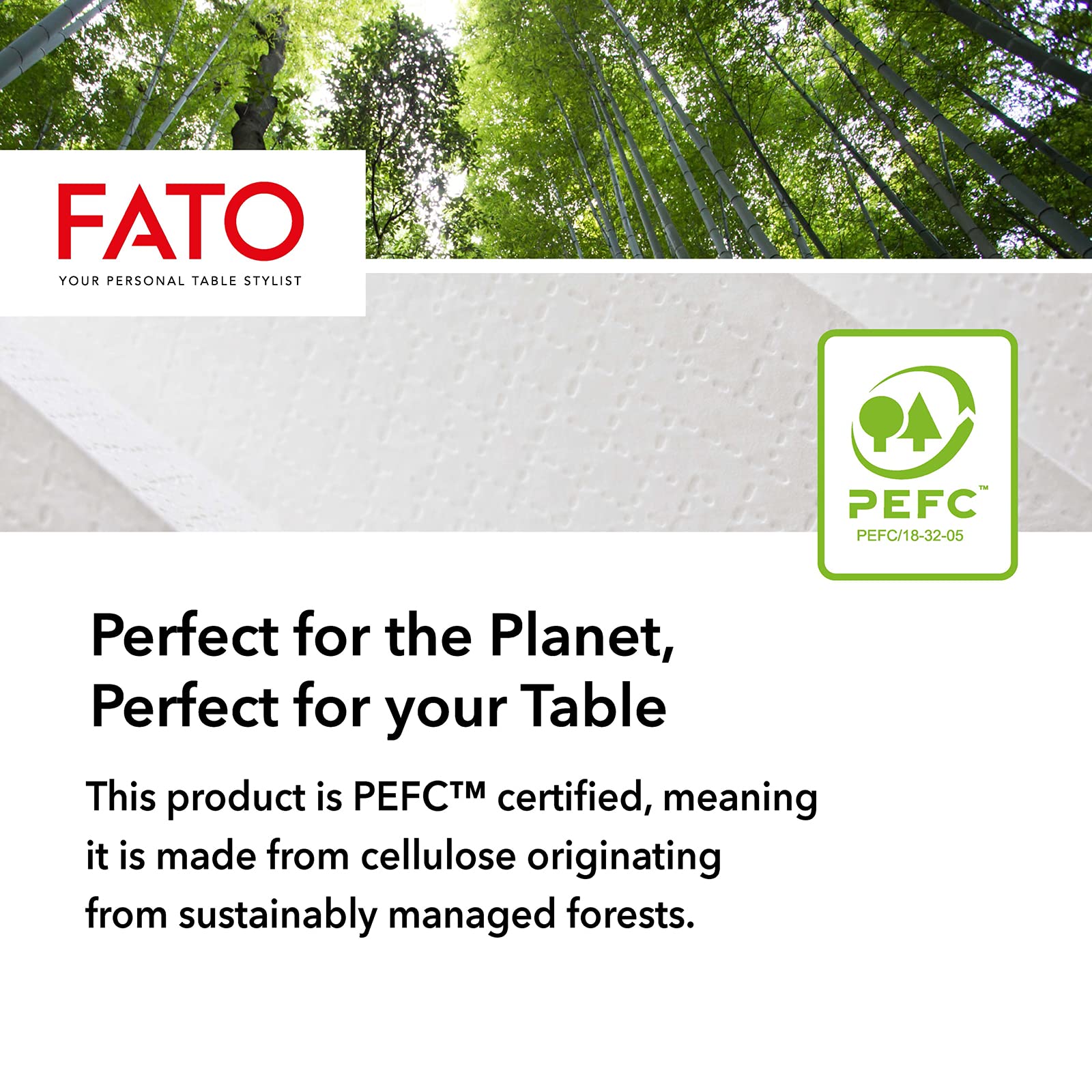 Fato - Serviettes en papier décorées jetables - Format 16x24-2 plis - Papier 100% pure cellulose - Compatible avec le distributeur Nap-by-Nap - Paquet de 6000 serviettes, 40 paquets de 150 serviettes