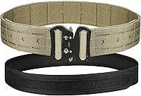 Vista 21 de Cinturón táctico para hombre, cinturón de pistola Molle de 2 pulgadas y 1.5 pulgadas con corte láser, cinturones de caza y hebilla de liberación
