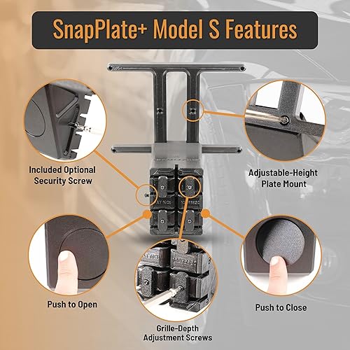 Miniatura 4 de + (Modelo S) Soporte para placa frontal  Fuerza optimizada, antirrobo, extraíble, altura ajustable, fabricado y patentado en Estados Unidos  para
