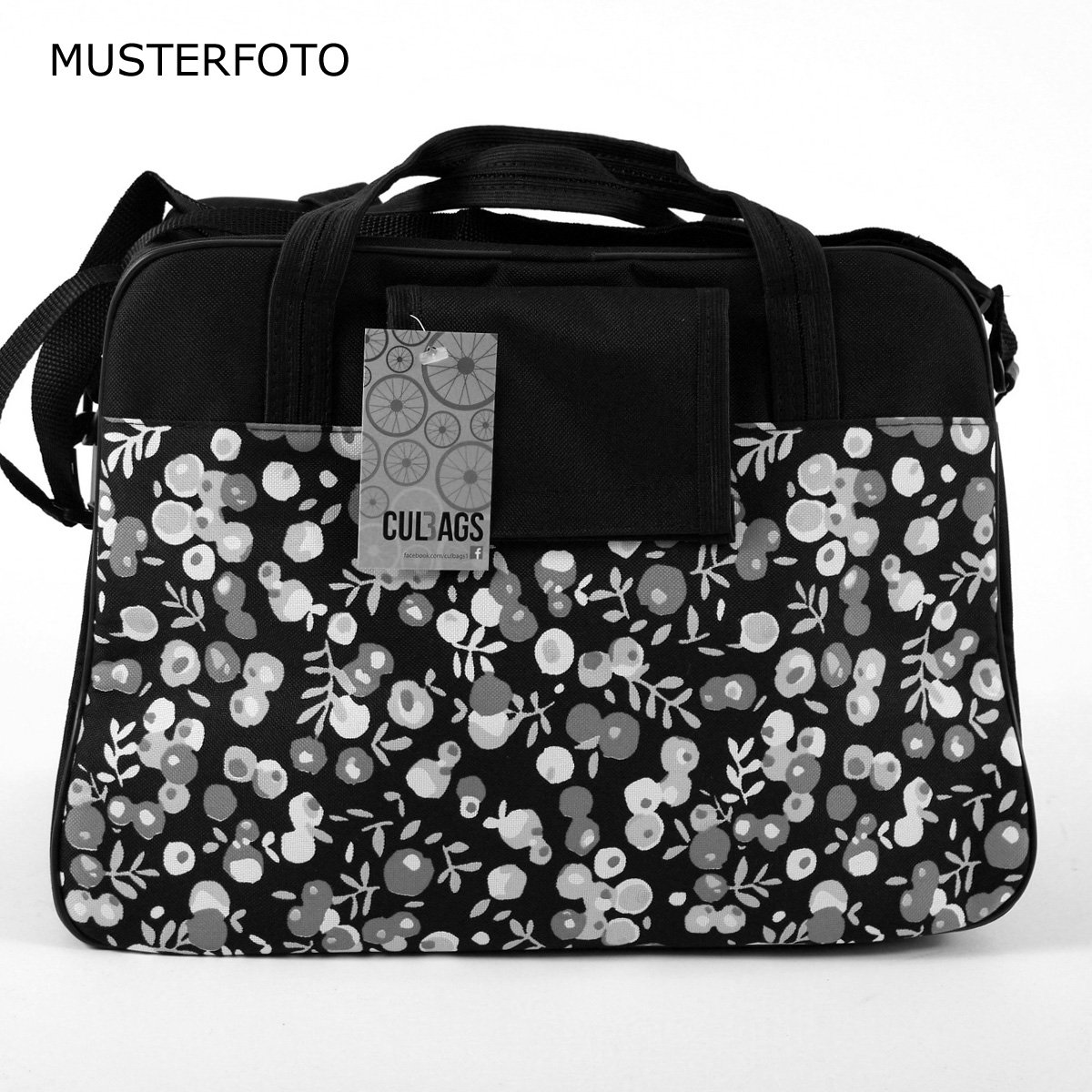 C-BAGS QUEEN POLKA DOTS Gepäckträger Fahrradtasche Tasche verschiedene Muster (black-white) Sport & Freizeit