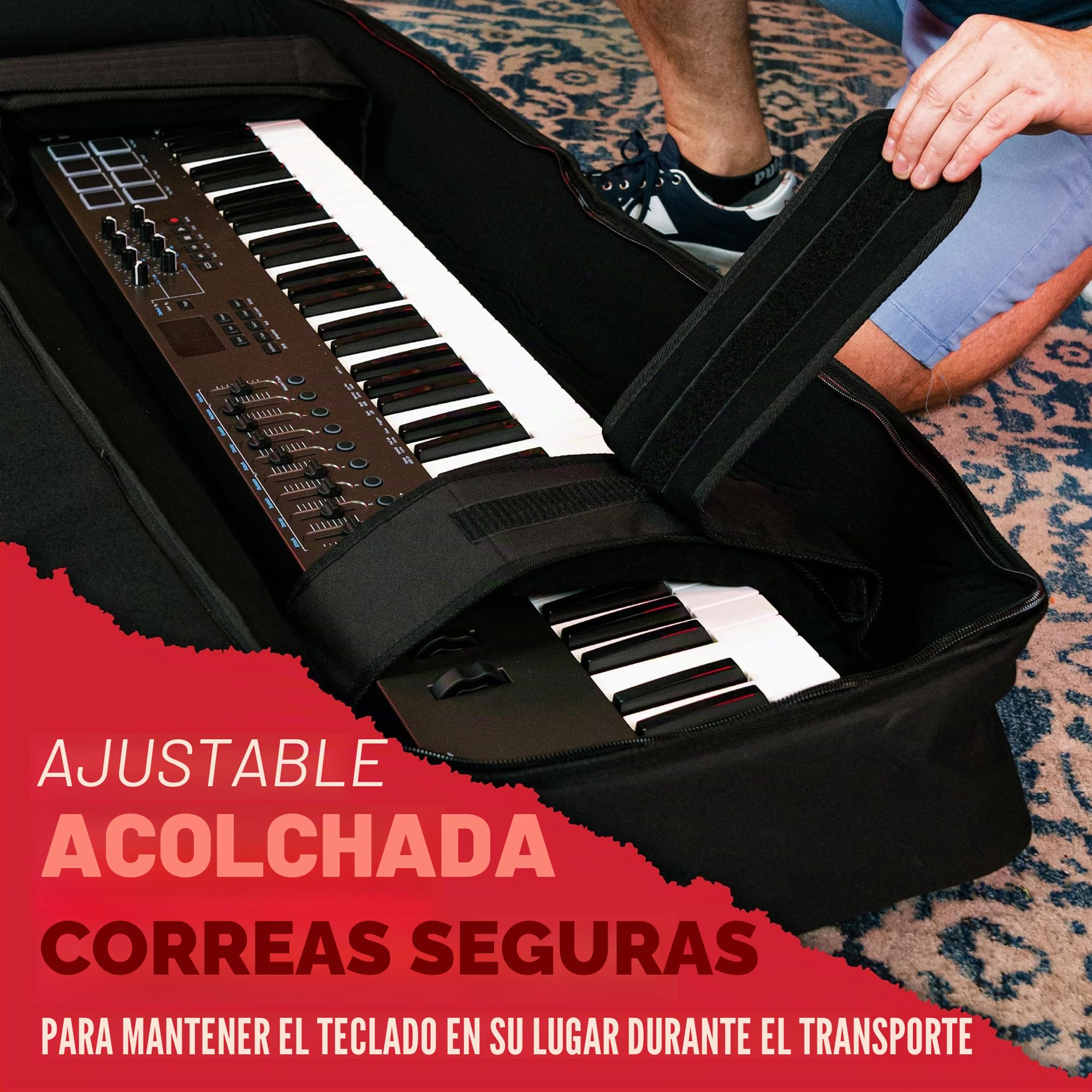 Gator Cases Funda Gig Bag Acolchada para Teclado, Se Adapta a Teclados de 61 Notas; (GKB-61)