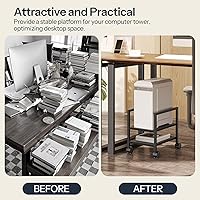 Vista 7 de HOOBRO Soporte para PC, soporte de torre de PC de 2 niveles que se adapta a la mayoría de torres de computadora, soporte de CPU para piso, altura