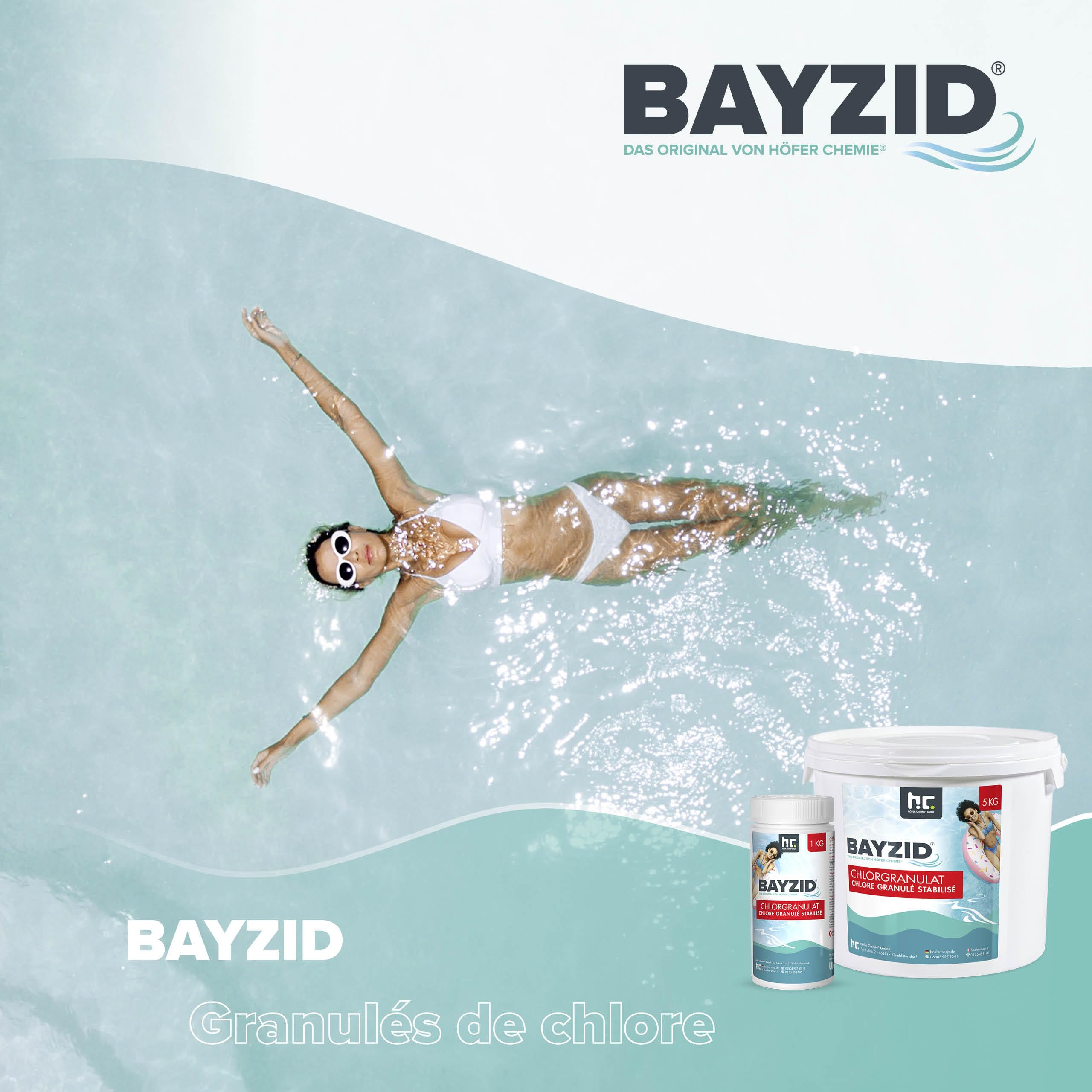 Höfer Chemie 1 x 5 kg Granulé de Chlore Choc pour Piscine – Hautement Efficace, Rapidement Soluble, Désinfection pour Une Eau Propre et Hygiénique