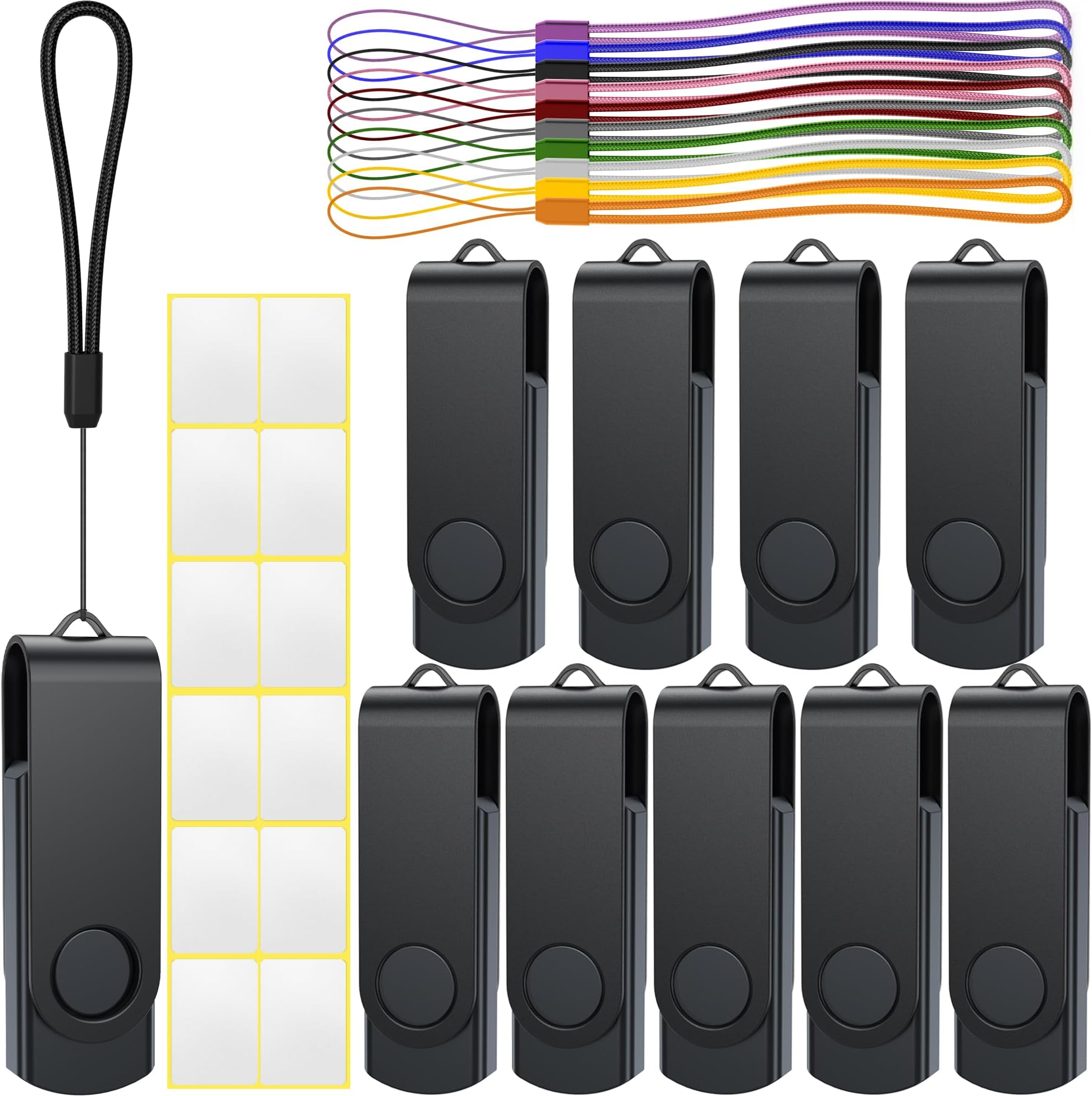 – Uflatek USB Stick 8GB USB 2.0 Memory Stick Thumb Flash Drive 10 Pack Rotate USB Memory Sticks Black Metal Pen Drive USB Flash Drive with Tag and Lanyard for Computer Laptop