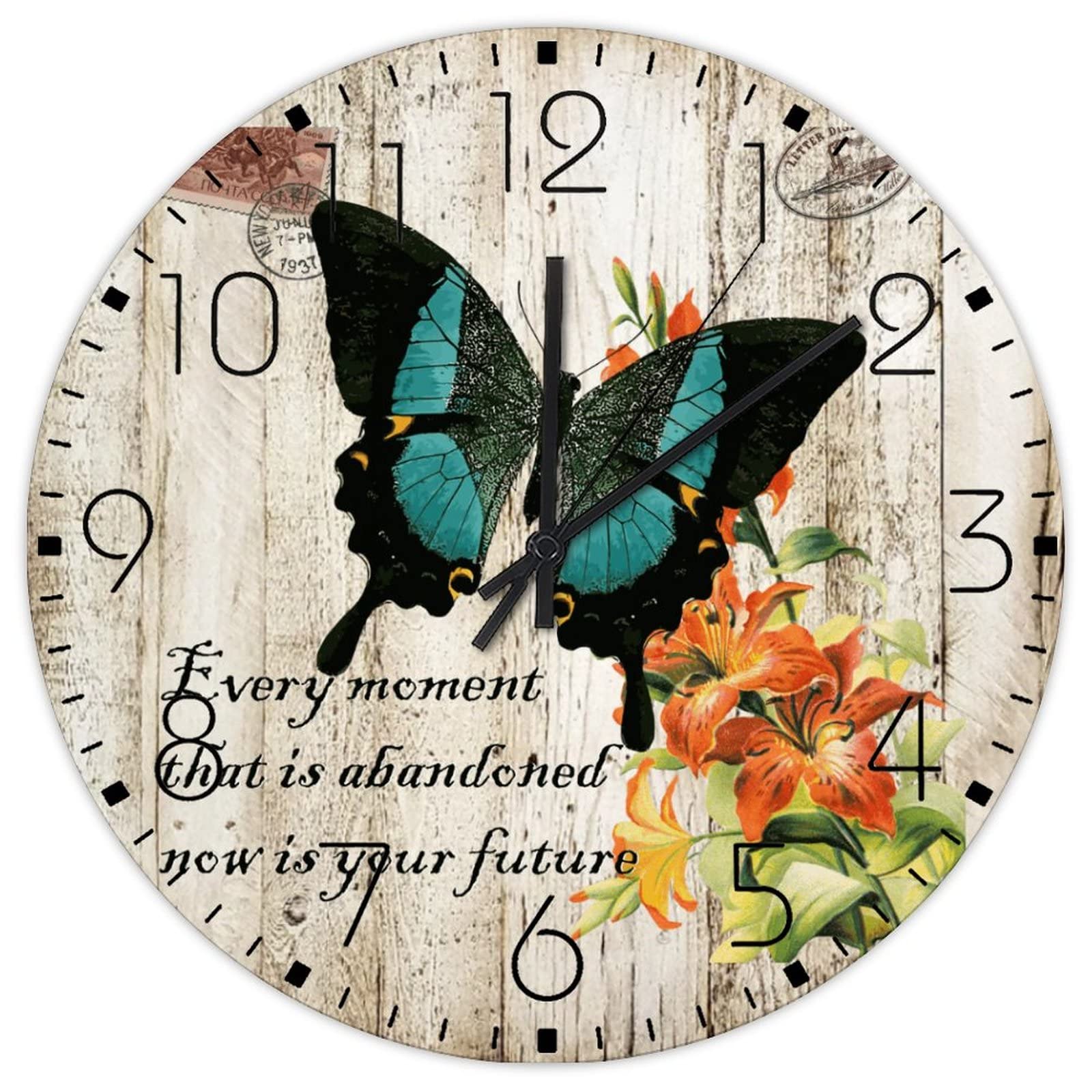 Horloge murale analogique sans bruit décoration bois man cave