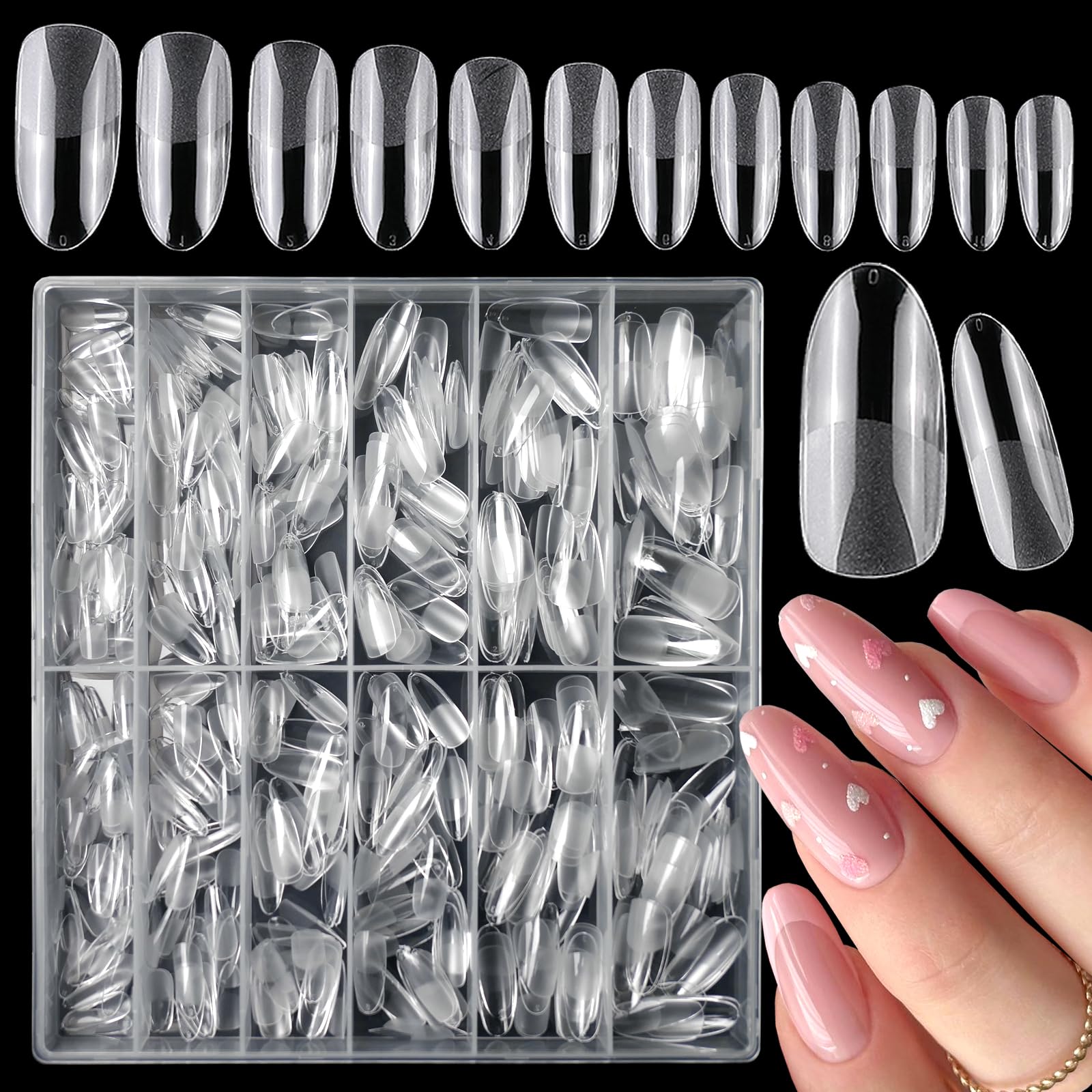 para gel PROFESSIONAL NAIL 未開封 LoveOurHome 600pc Gel Nail Tips Clear Oval Almond Fake Nails Full