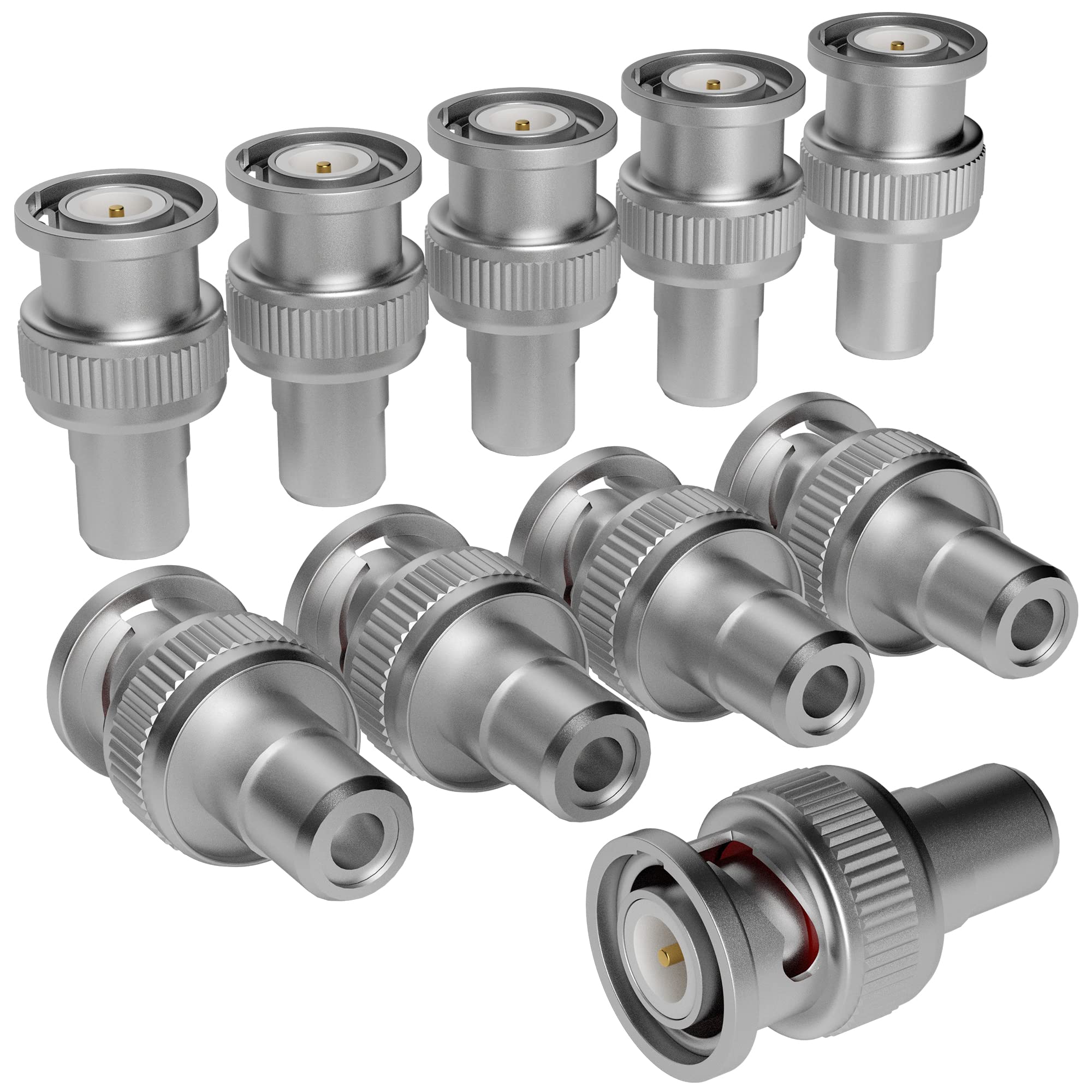 Elecan BNC to RCA Adapter (10 Pack) BNC Male to RCA Female Connector Coaxial Coax RG6 Adapter Kit Coupler for CCTV-6/10/20 Pack+4 Types for Selection