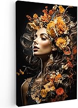 MuchoWow Picture on Canvas Picture Painting 80 x 120 cm Picture Wall Decoration Bedroom Living Room Home Kitchen Deco Woman Portrait Flowers Colourful