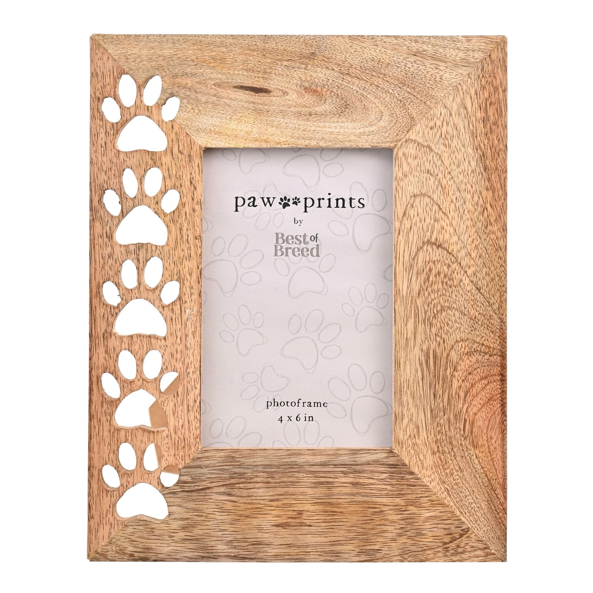 Widdop Best Of Breed Paw Prints Mango Wood Photo Frame Dog Picture Pet Picture Frame Photograph 4" X 6"