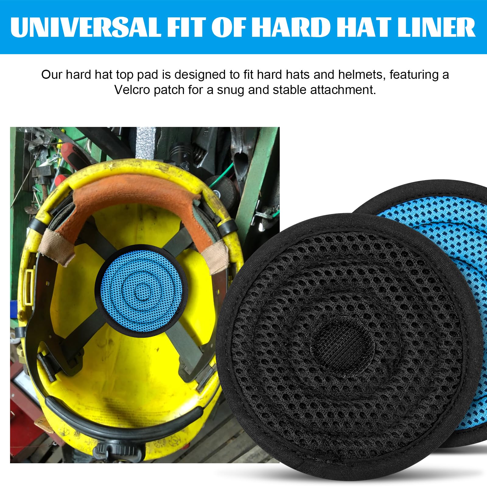 Almohadilla superior para cascos, lavable, relleno acolchado, repuesto de refrigeración para cascos y cascos de suspensión, azul, paquete de 6