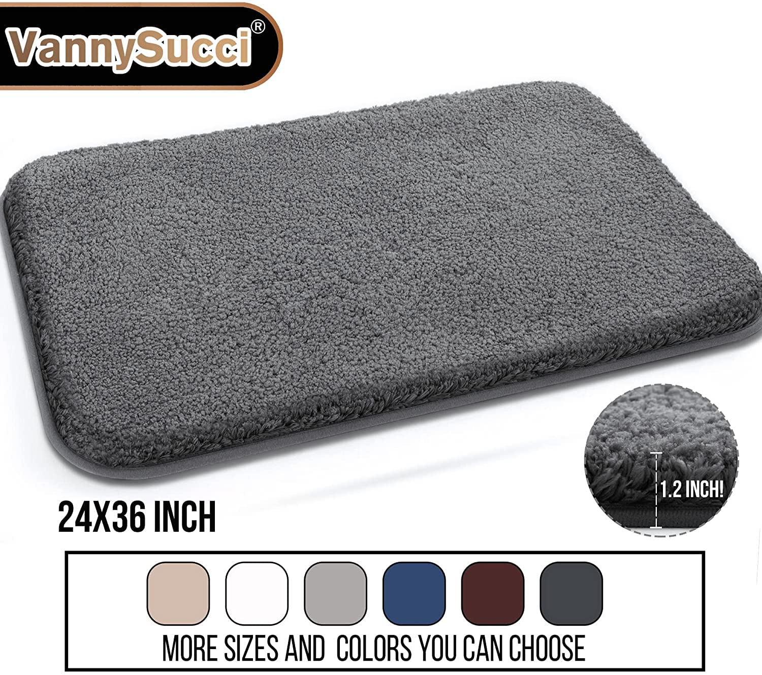 36x24 rutschfeste Badezimmerteppiche, langlebig, weiche Badematte für Badezimmer, maschinenwaschbar, Badematten, wasserabsorbierende Badezimmermatten mit flauschiger Mikrofaser, Grau