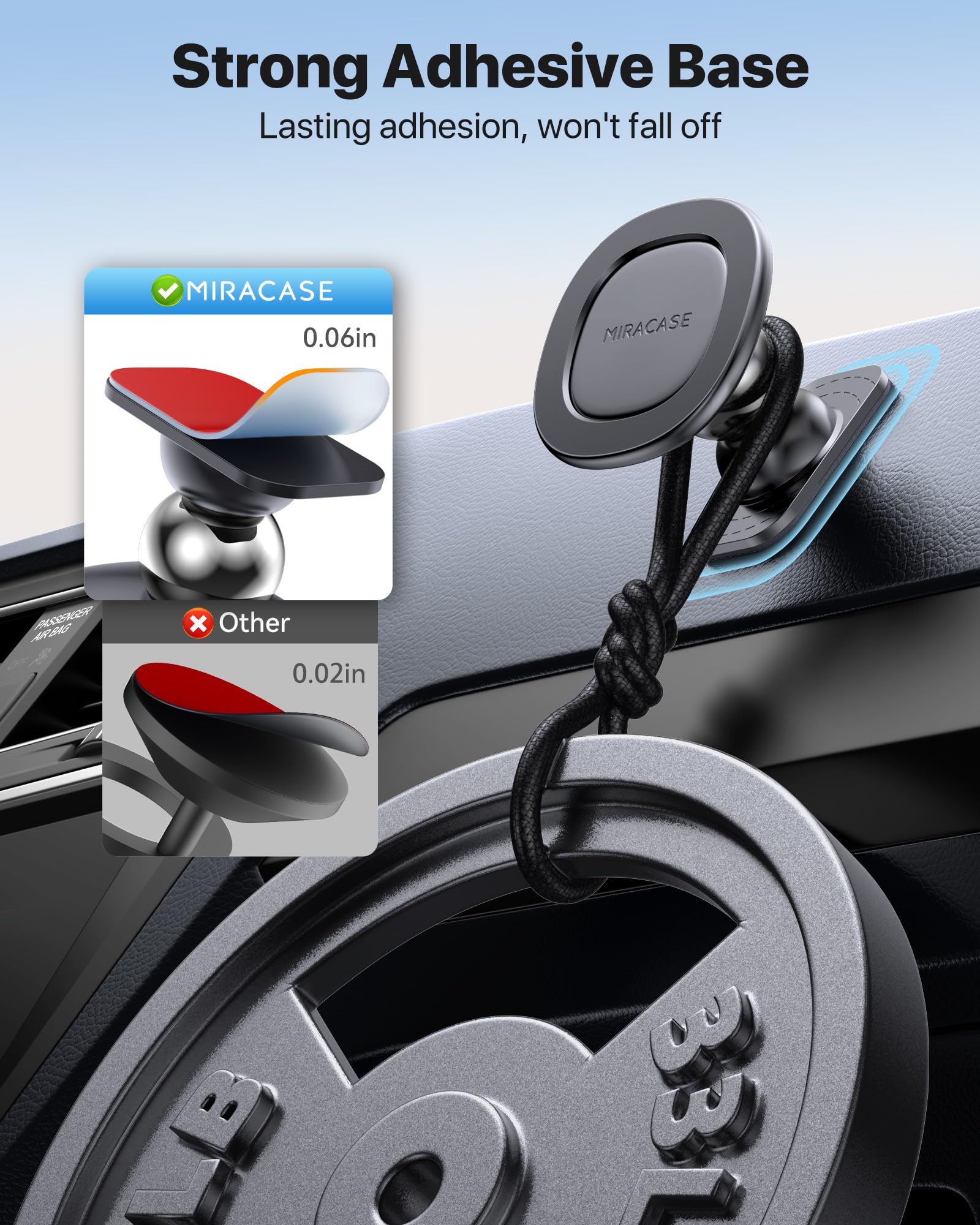 miracase for MagSafe Car Mount【Strong Magnets】 Magnetic Phone Holder for Dashboard，360 Adjustable Car Phone Holder, Compatible with Garmin GPS iPhone Android and All Smartphones, Black view 3