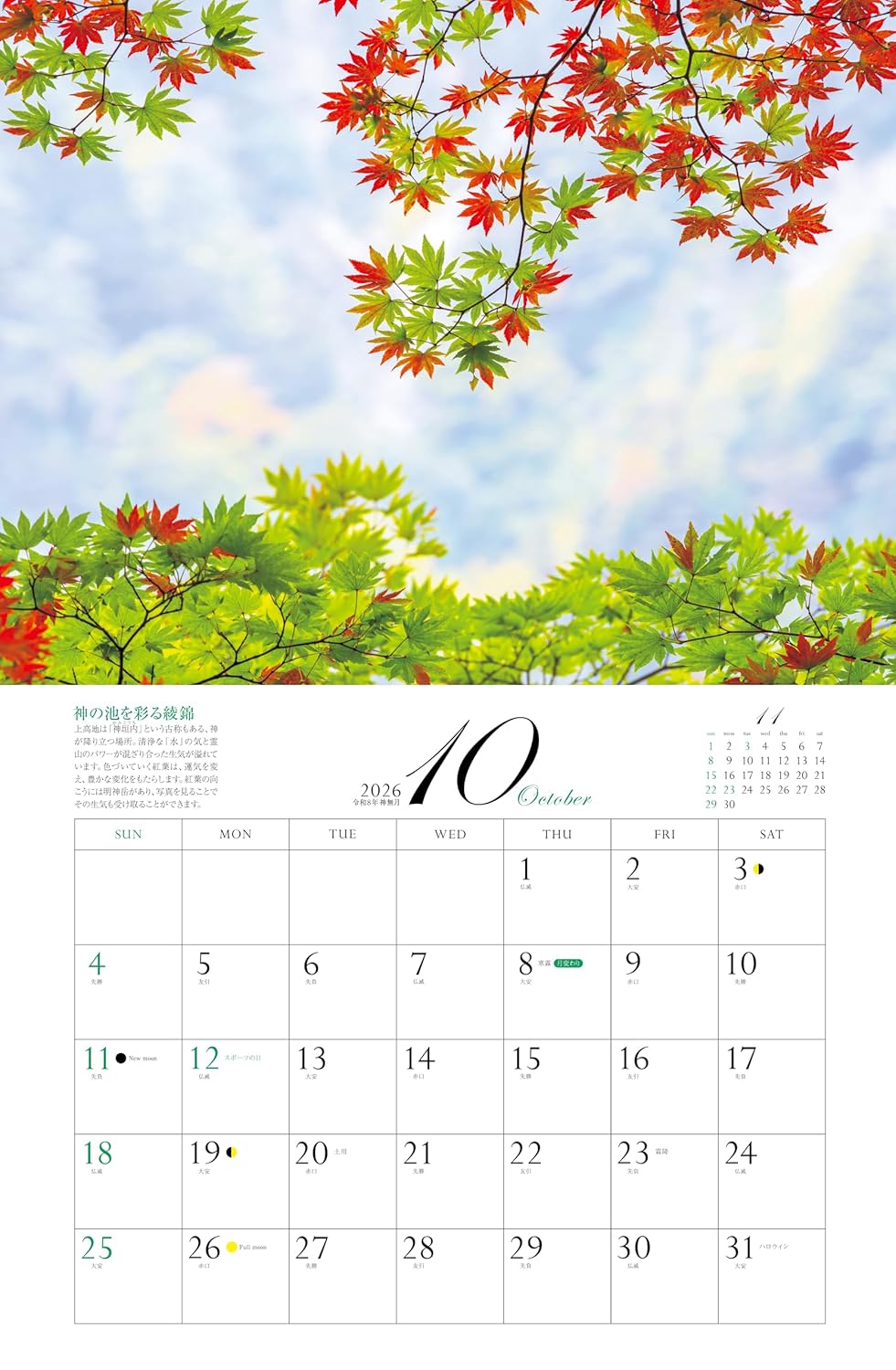 カレンダー2026 李家幽竹 パワースポット(月めくり/壁掛け/開運 風景 風水) 李家 幽竹 (著) - 画像 (14)