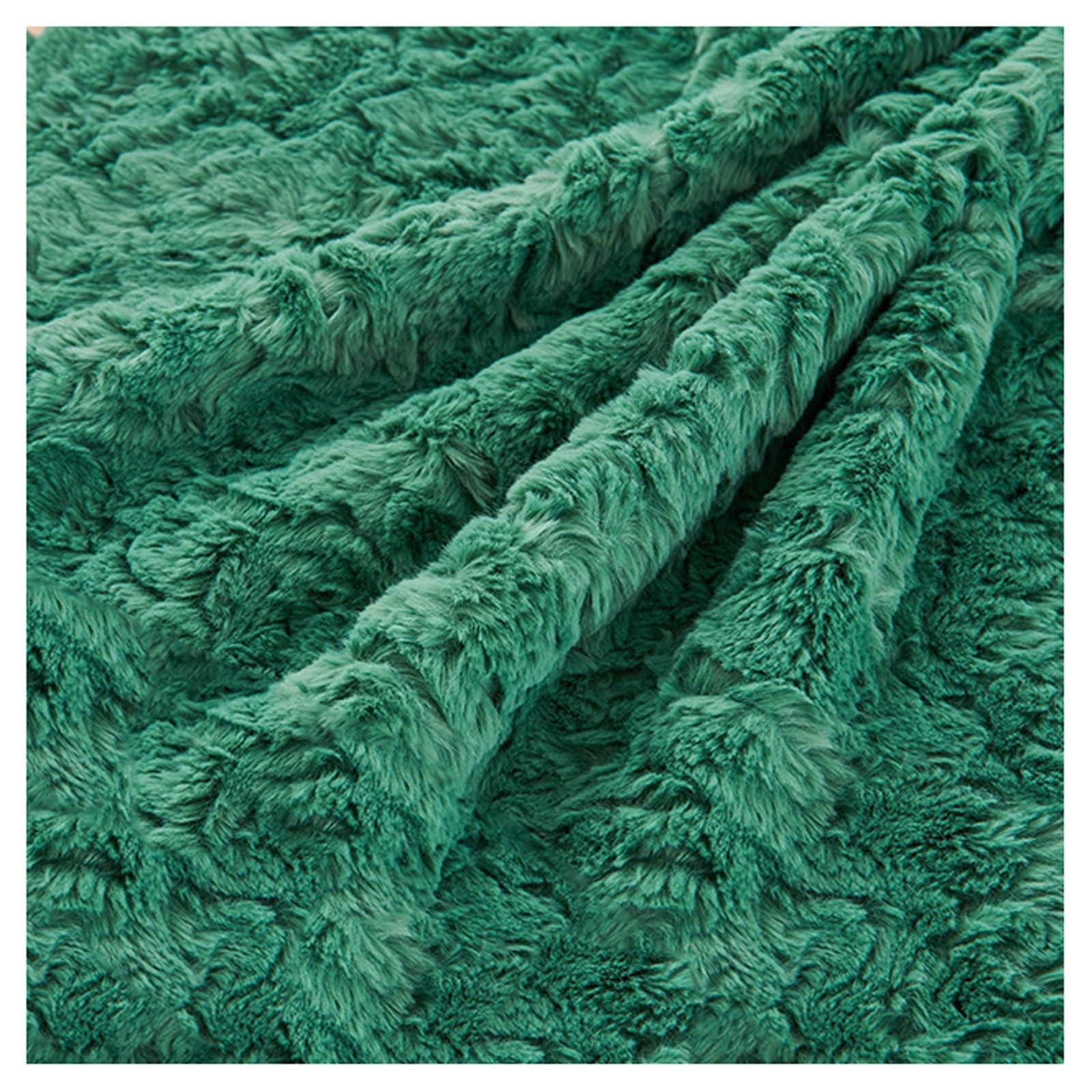 Sherpa Fleece Faux Sheepskin Fabric, Solid Color Soft Faux Fur Fabric, Sherpa Faux Fur Fleece Sheep Skin Fabric Material for Sewing, Cushions, Costume, DIY, Crafts, Crafts Enthusiasts(Color:Green)