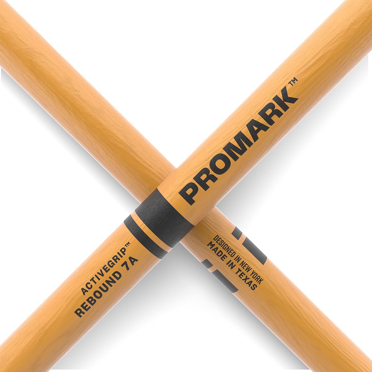 Promark ActiveGrip Drum Sticks - Rebound 7A Drumsticks - For Secure, Comfortable Grip - Gets Tackier As Your Hands Sweat - Hickory Wood - Acorn Tip, Clear, One Pair