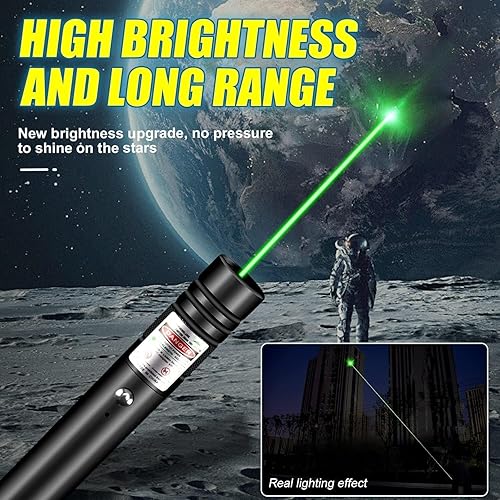 Miniatura 7 de Puntero láser de largo alcance 10000 pies de haz visible, puntero láser verde recargable USB de alta potencia para presentaciones