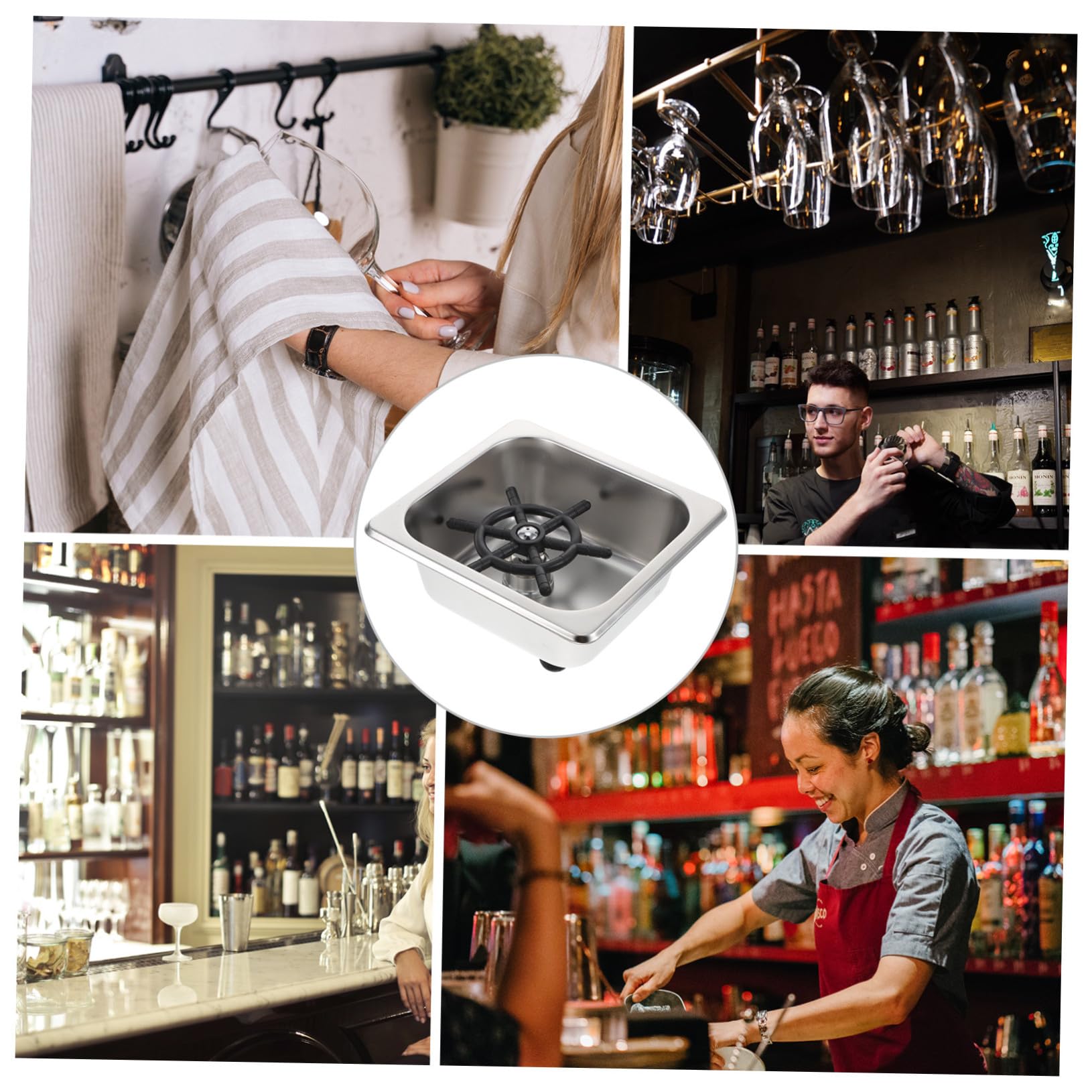 Homoyoyo Sciacquatrice Automatica Connessione 1/4 Pollice per Bicchieri in Acciaio Inossidabile Pulizia Rapida per Bar e Ristoranti