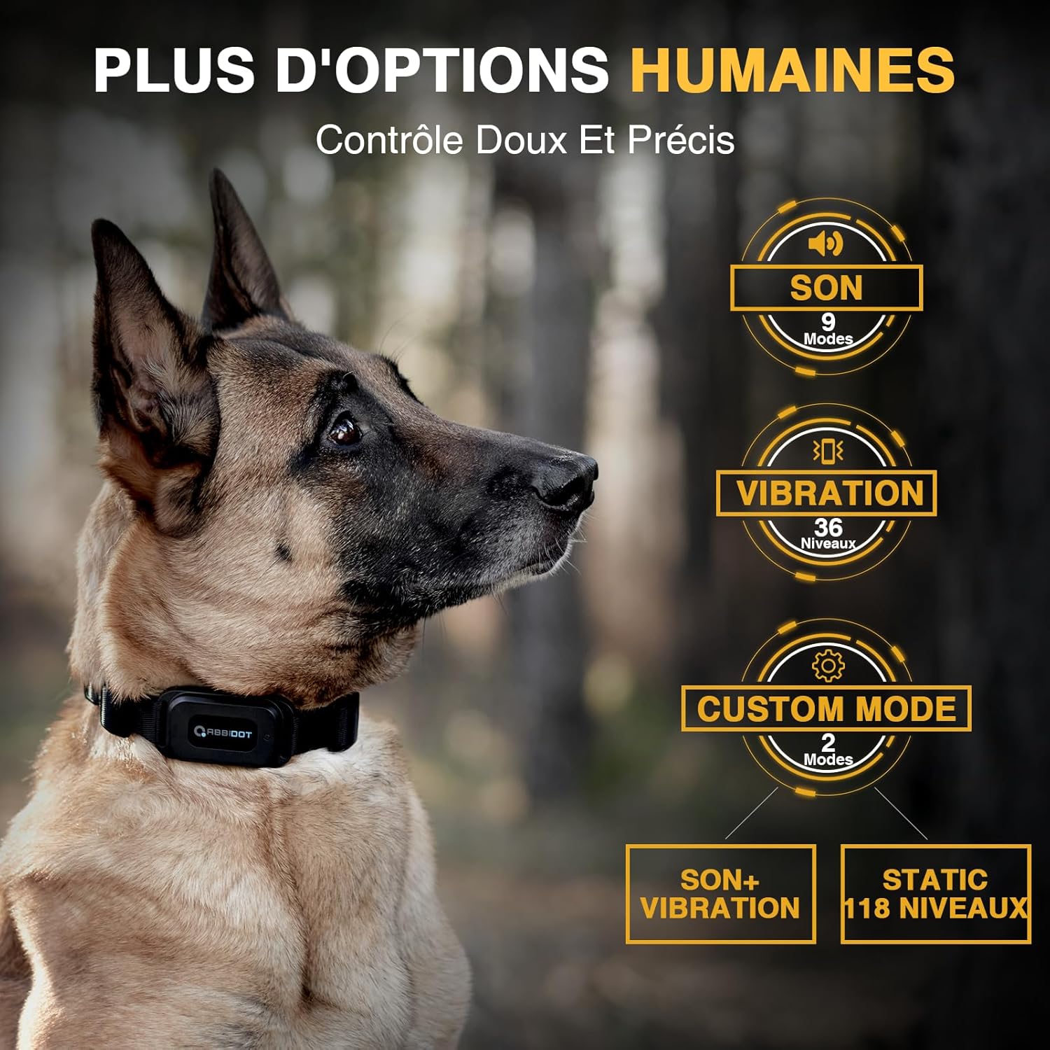 Collier noir mat ajustable ABBIDOT