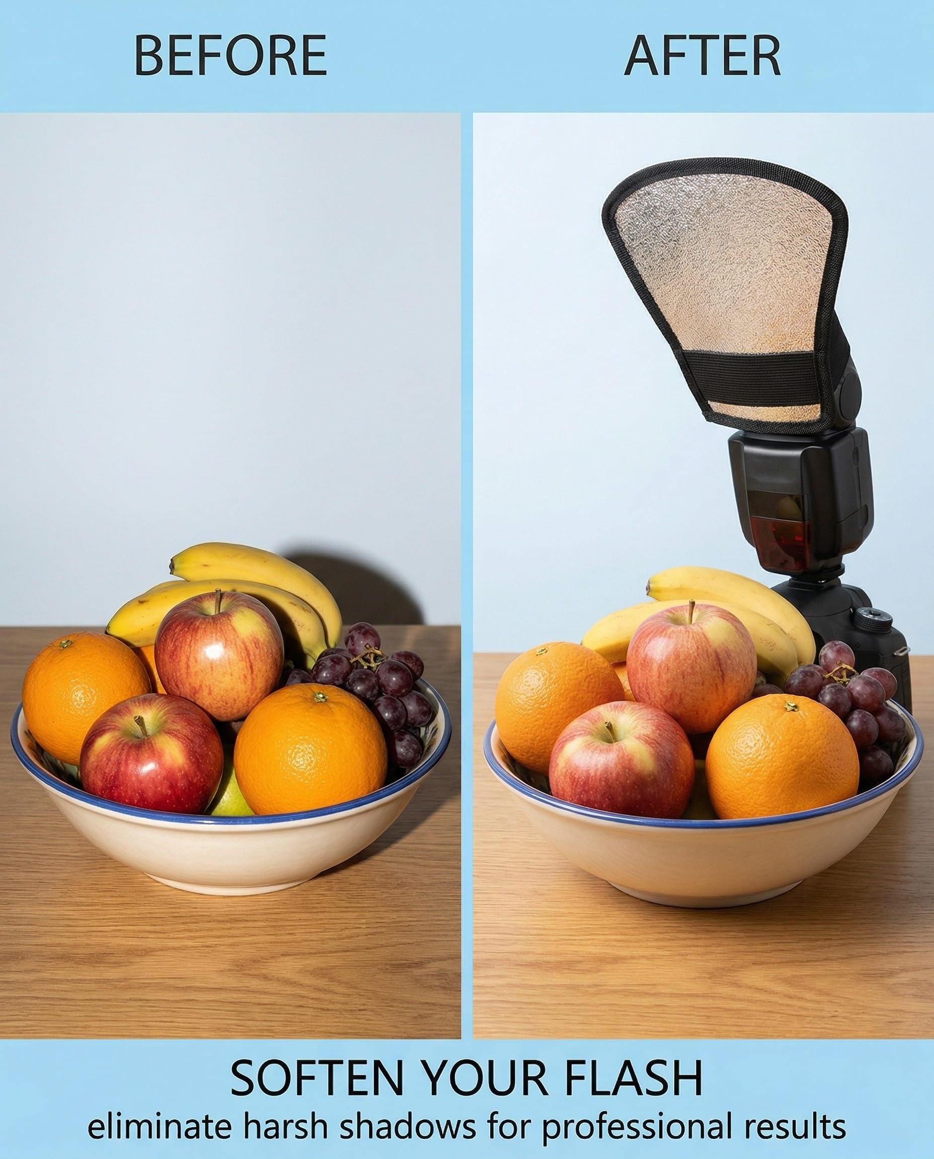 1 Pezzo Riflettore Fotografico, Diffusore Flash, 2 in 1 Argento/Bianco Riflettore, Flash Softbox Adatto per la Fotografia e gli Studi Fotografici