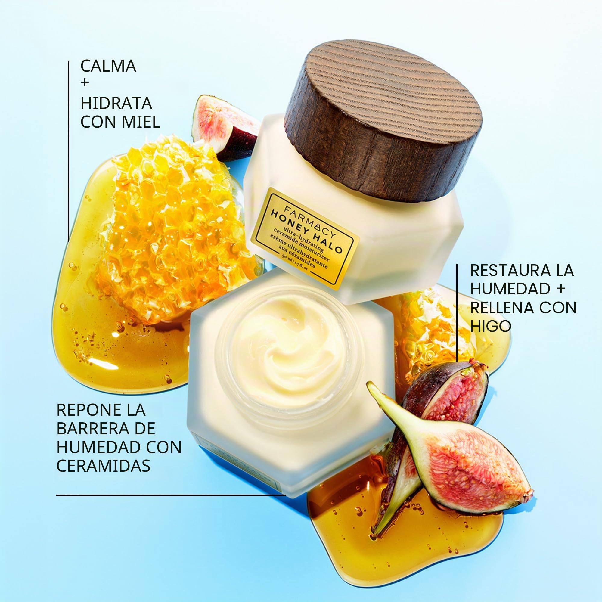 Farmacy Miel Halo Ceramide Crema Hidratante Facial - Loción facial hidratante para piel seca (1.7 onzas)