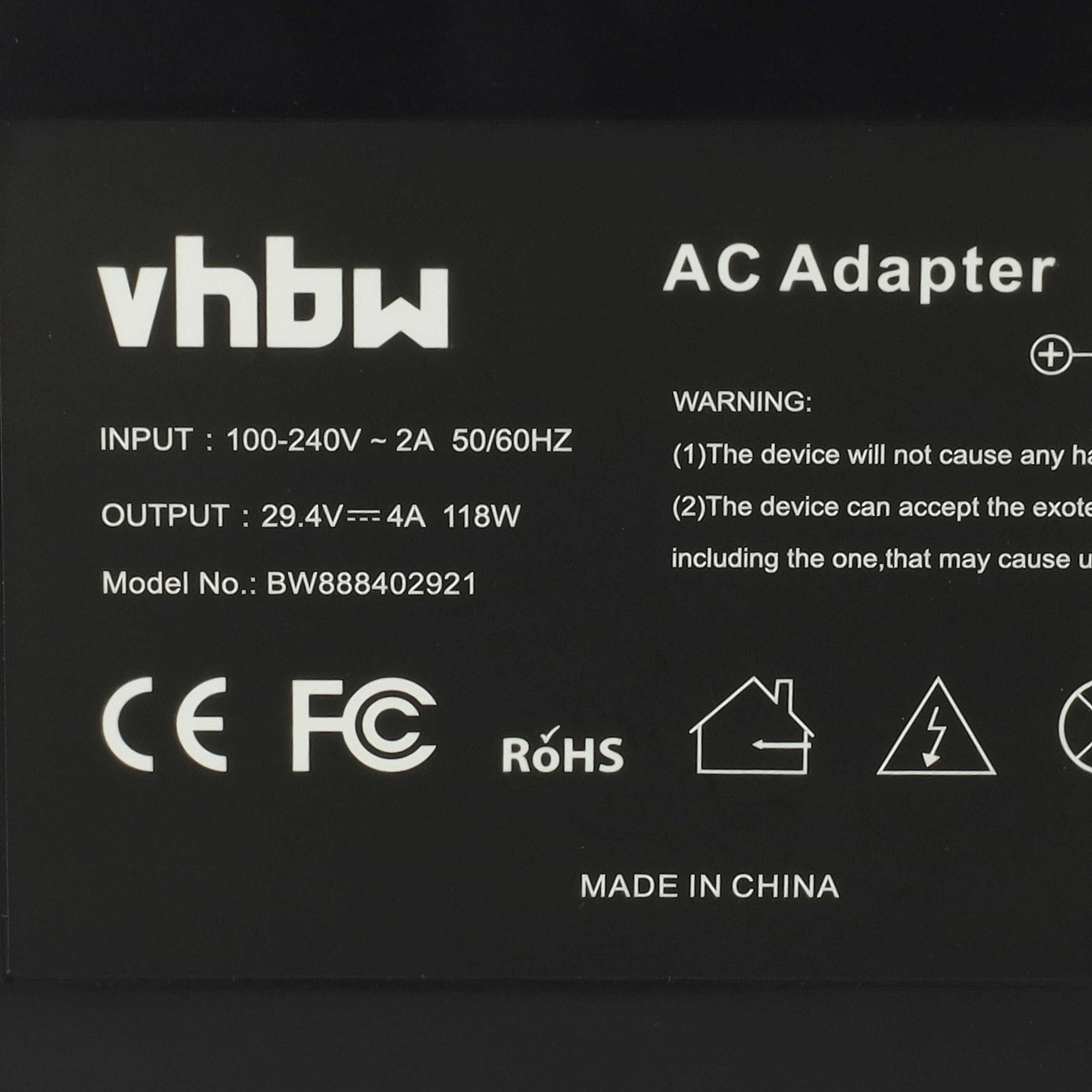 vhbw Ładowarka kompatybilna z Flyer serii C, seria L, NKY190B02, NKY210B02, rower elektryczny, rower elektryczny - do akumulatorów 26 V