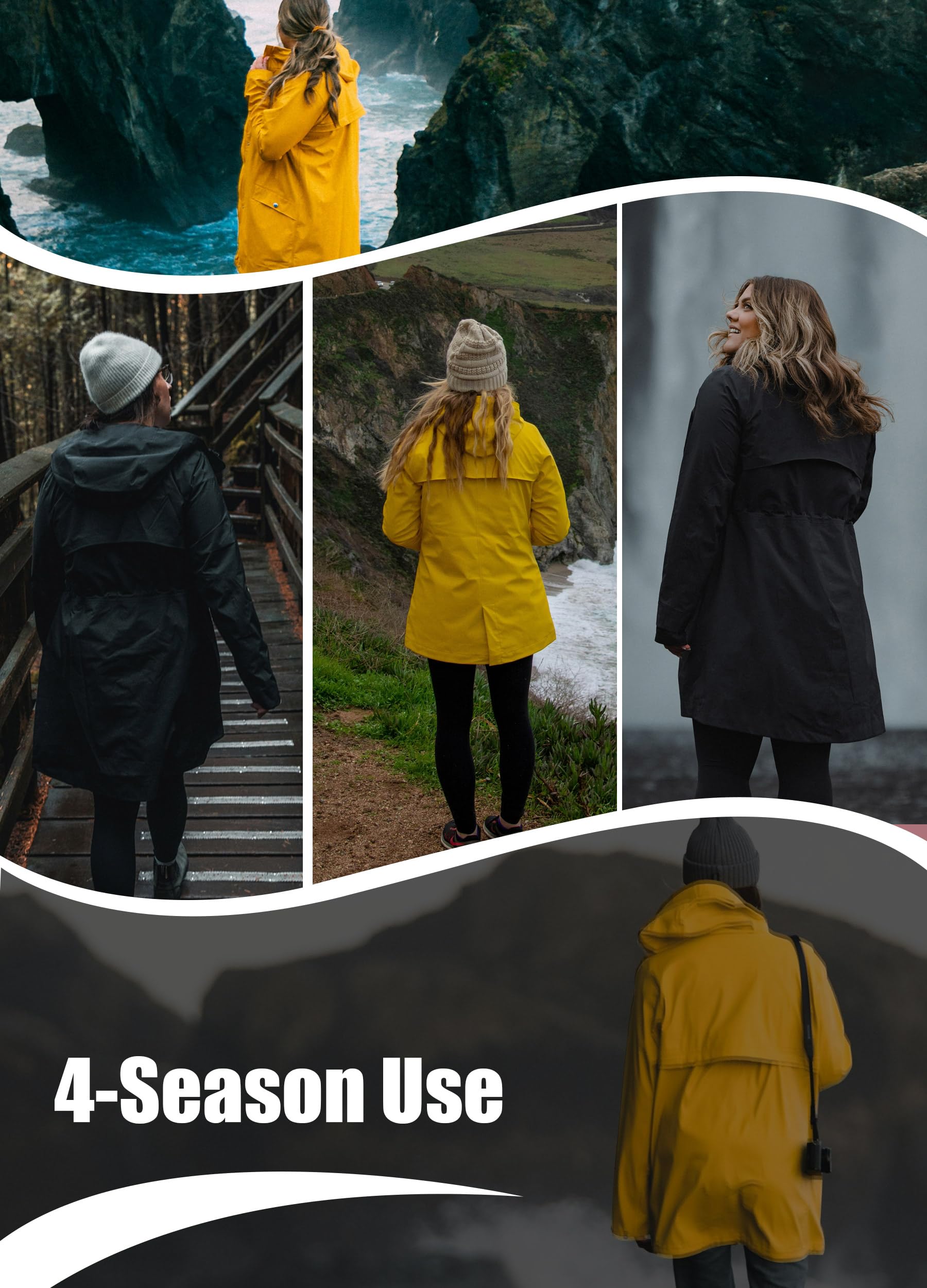 Chubasquero largo para mujer, chaqueta softshell, chubasquero para mujer, impermeable, chaqueta cortavientos, chaqueta ligera de entretiempo