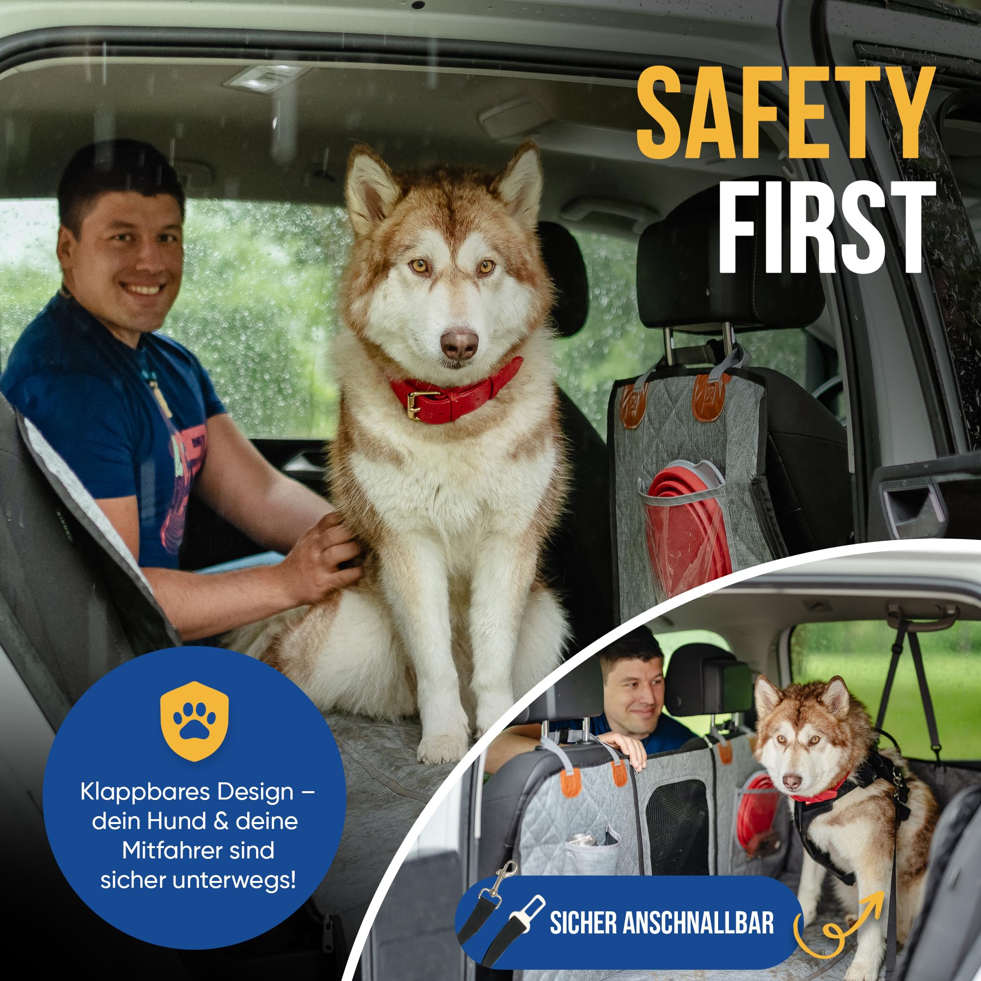 Hundedecke Auto Rückbank – Premium Autoschondecke mit Hartboden | Rücksitzverbreiterung & Schutz | Kratzfest & wasserabweisend | Für SUV & Kombi