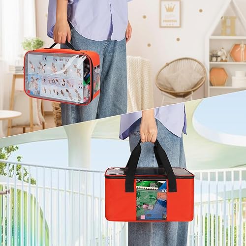 Miniatura 5 de Bolsa organizadora de almacenamiento de juguetes grande de 2 piezas para ladrillos de construcción, estuche organizador de viaje para bloques de