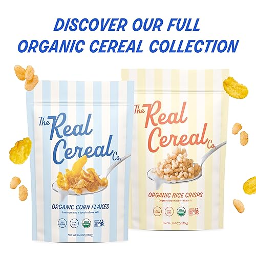 Miniatura 8 de The Real Cereal Company, Paquete de 3 cereales orgánicos en copos de maíz, certificado USDA orgánico, cero azúcar, sin gluten, sin OMG, fabricado en