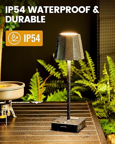 Miniatura 8 de Lámpara de mesa inalámbrica para dormitorio, lámpara táctil recargable de 8000 mAh con puertos USB, lámpara de escritorio LED portátil con