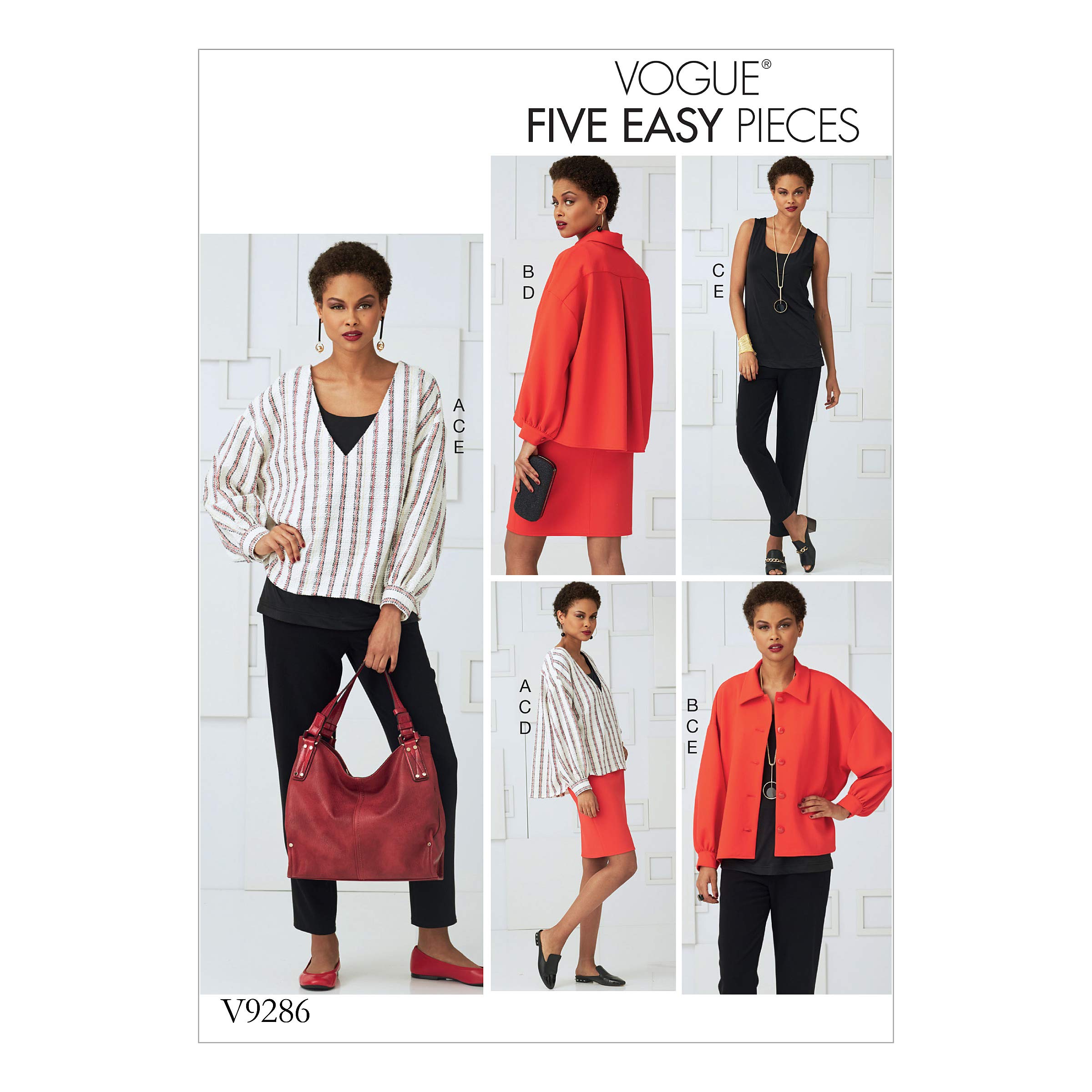Patron Vogue Patterns ensemble haut jupe pantalon en tissu multicolore