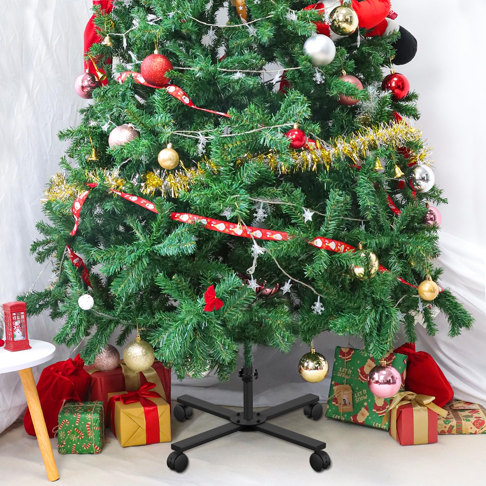 Support de Sapin de Noël avec Roulettes en Caoutchouc ,Pliable,En métal,Base amovible du sapin de Noël,Pour Sapin de Noël Artificiel (40 cm, Ø 2,4 cm)