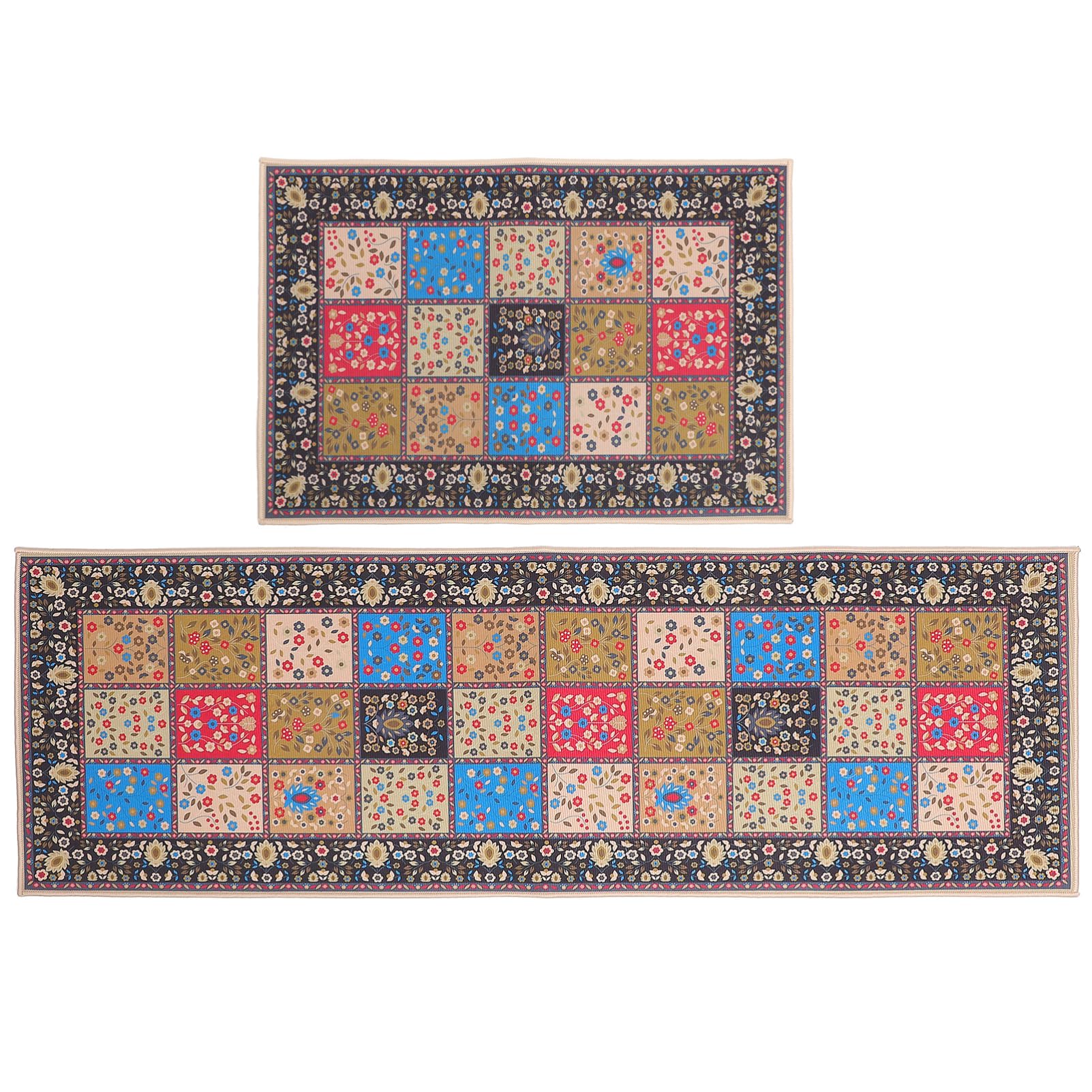 Tapetes de cocina antideslizantes alfombras de flores 2 piezas para suelo lavable de cocina y pasillo