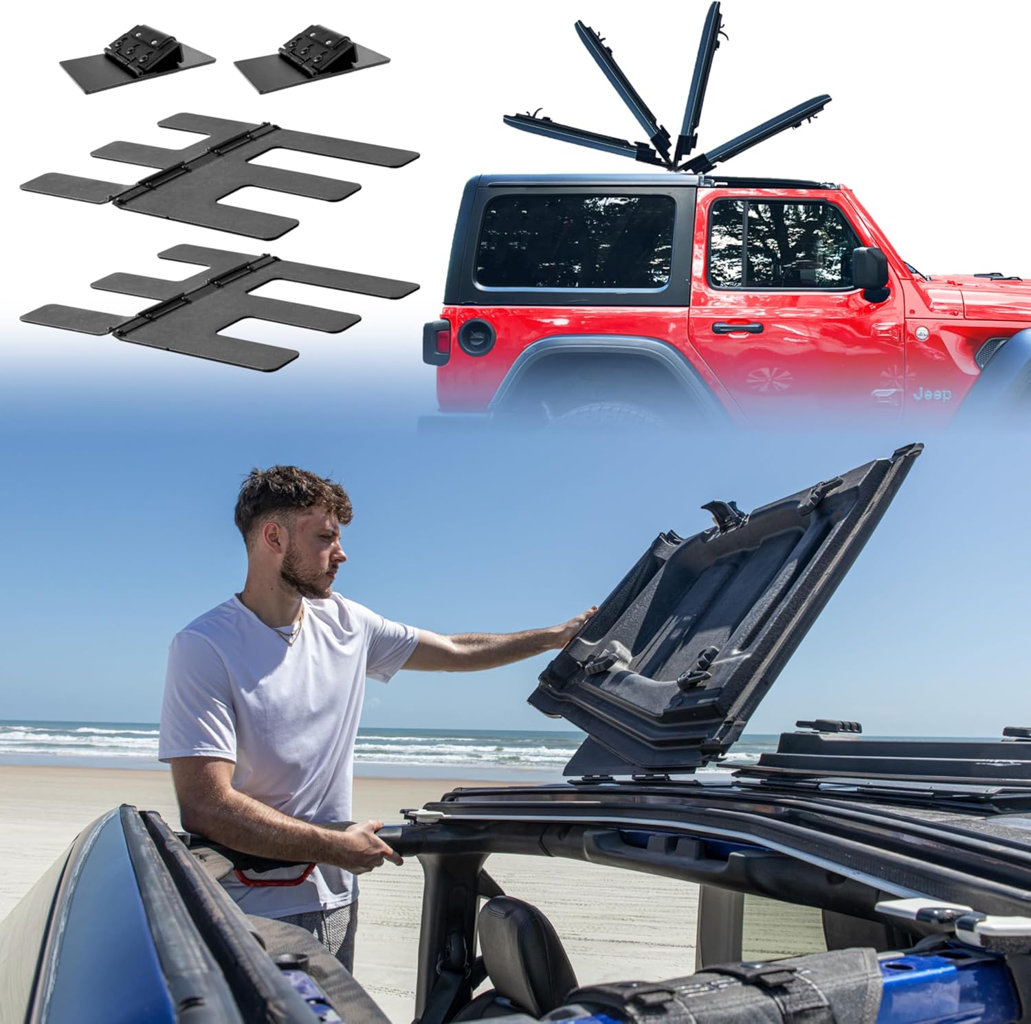 EZ4X4 EZ Flip-Top for JK 2dr Wrangler Freedom Panels One Person Flip Back System—Flip Back Your Panels in Seconds!